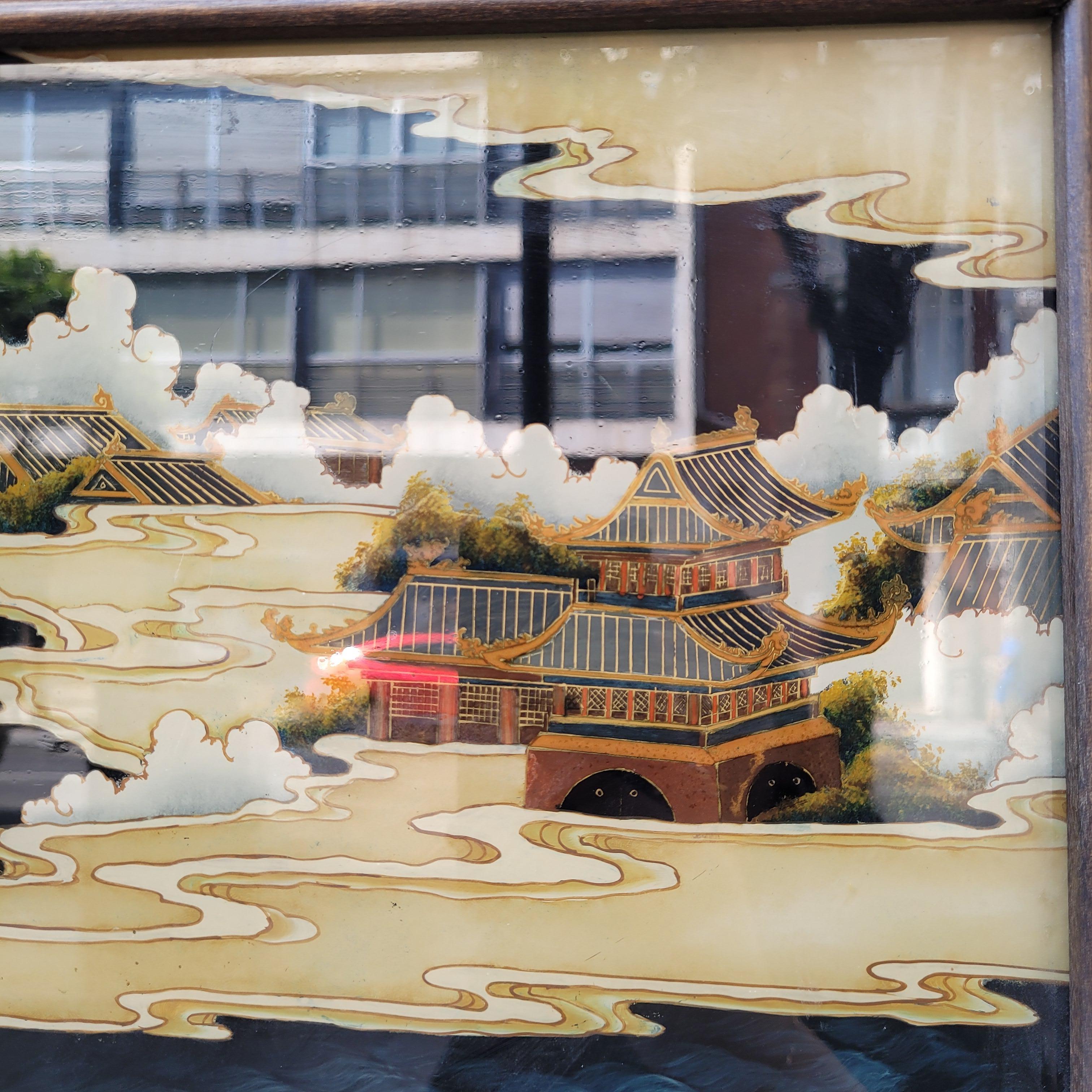 Chinese Qing Reverse-Painted Mirror from the Qing Dynasty For Sale 8