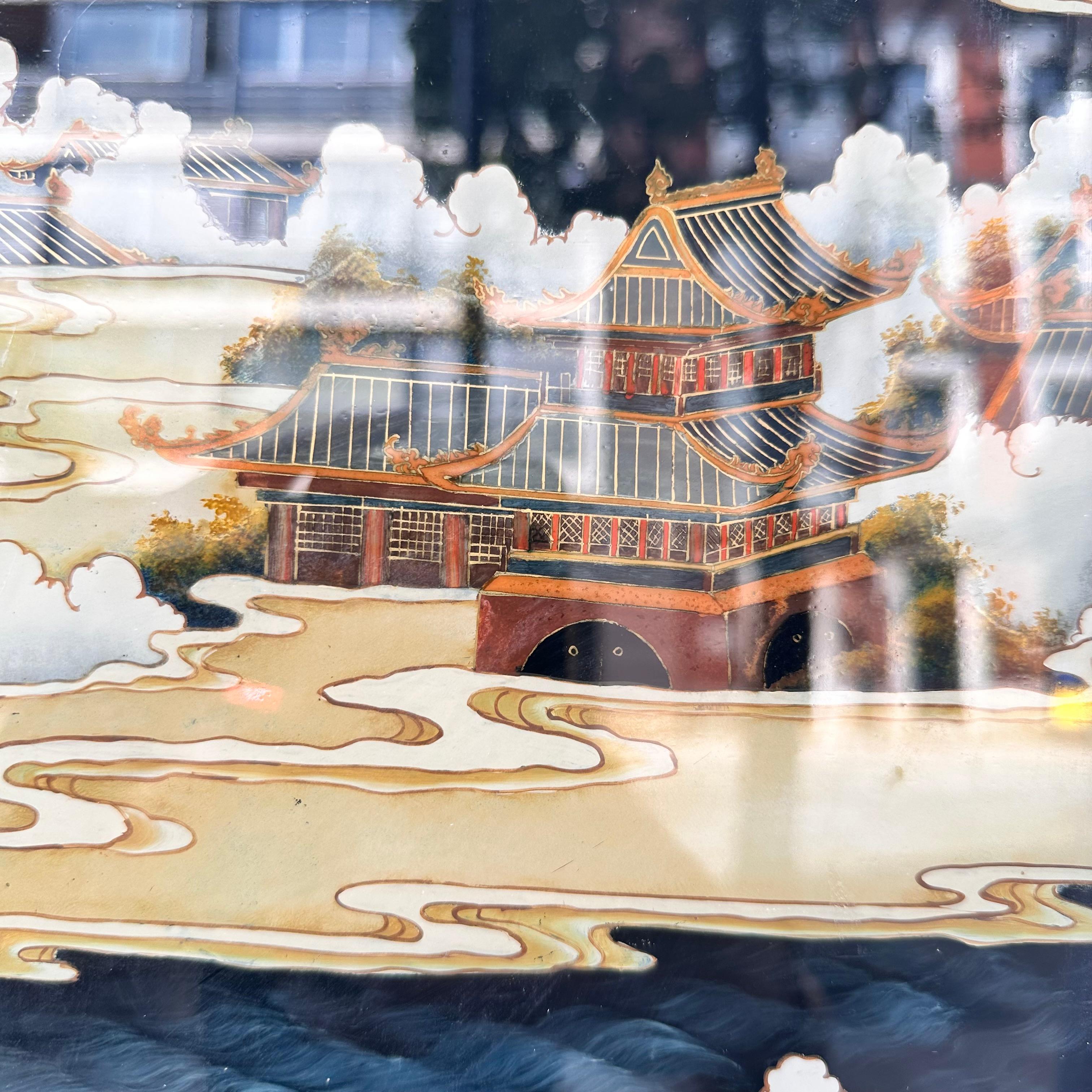 Chinese Qing Reverse-Painted Mirror from the Qing Dynasty For Sale 10
