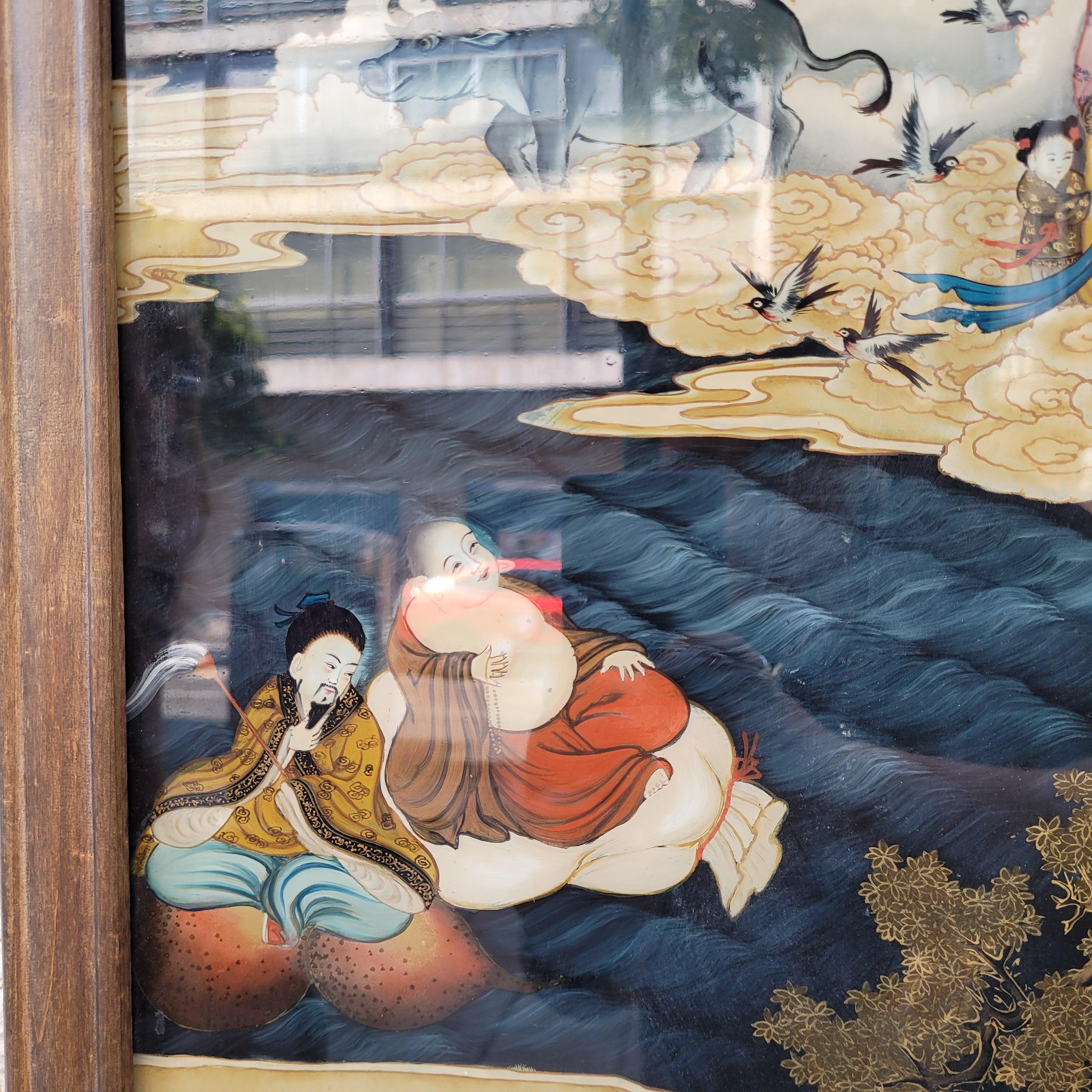 Chinese Qing Reverse-Painted Mirror from the Qing Dynasty For Sale 12