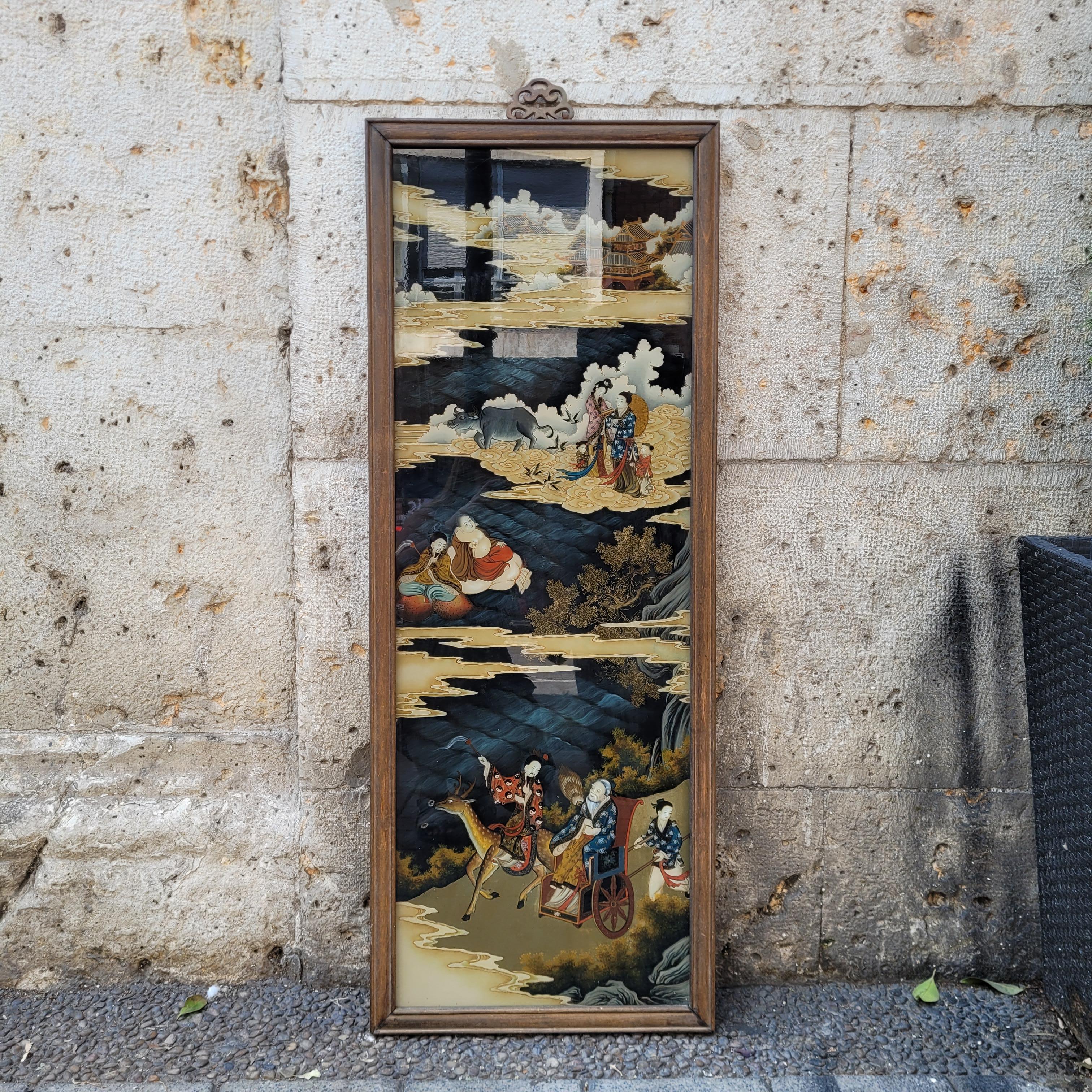 Chinese Qing Reverse-Painted Mirror from the Qing Dynasty For Sale 1