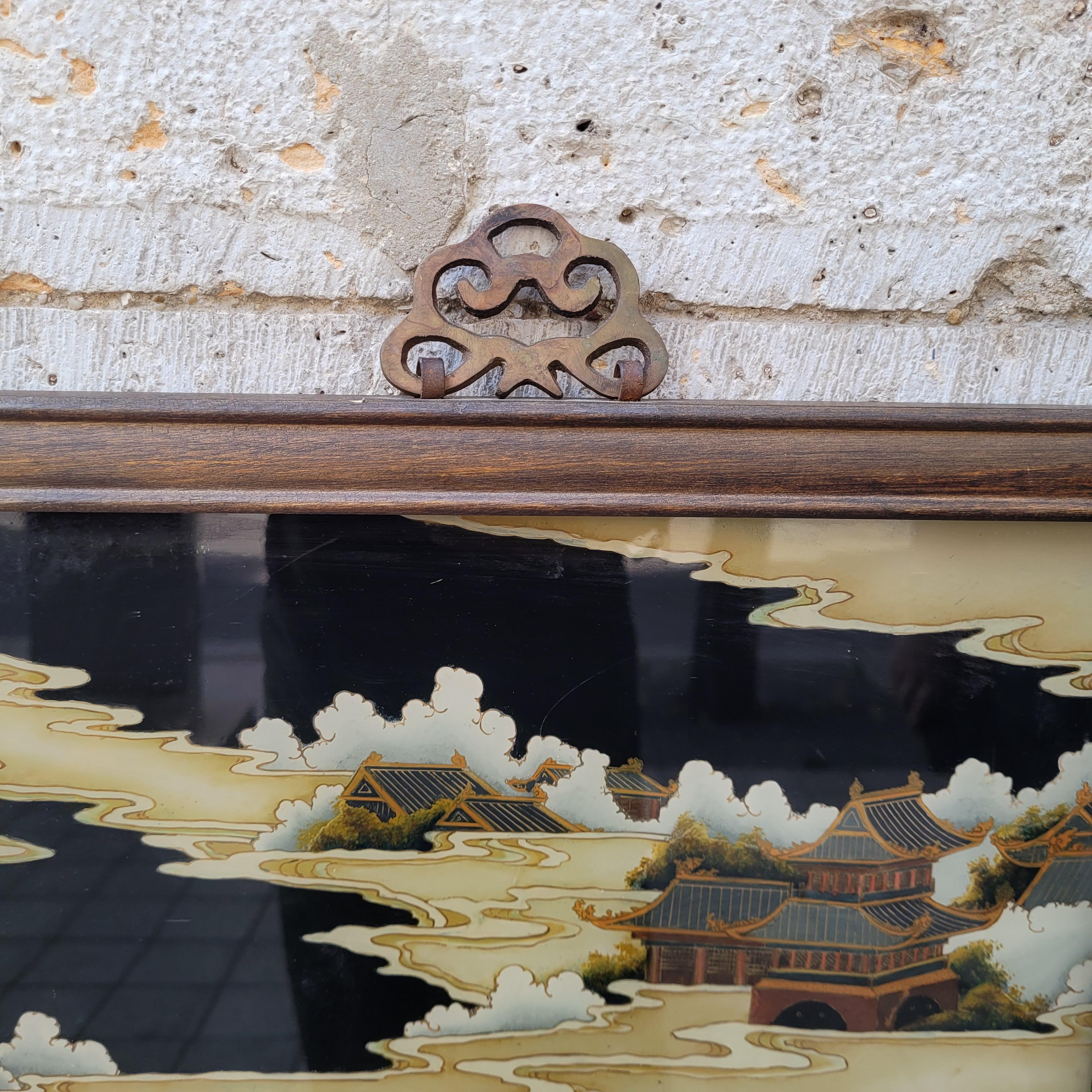 Chinese Qing Reverse-Painted Mirror from the Qing Dynasty For Sale 2