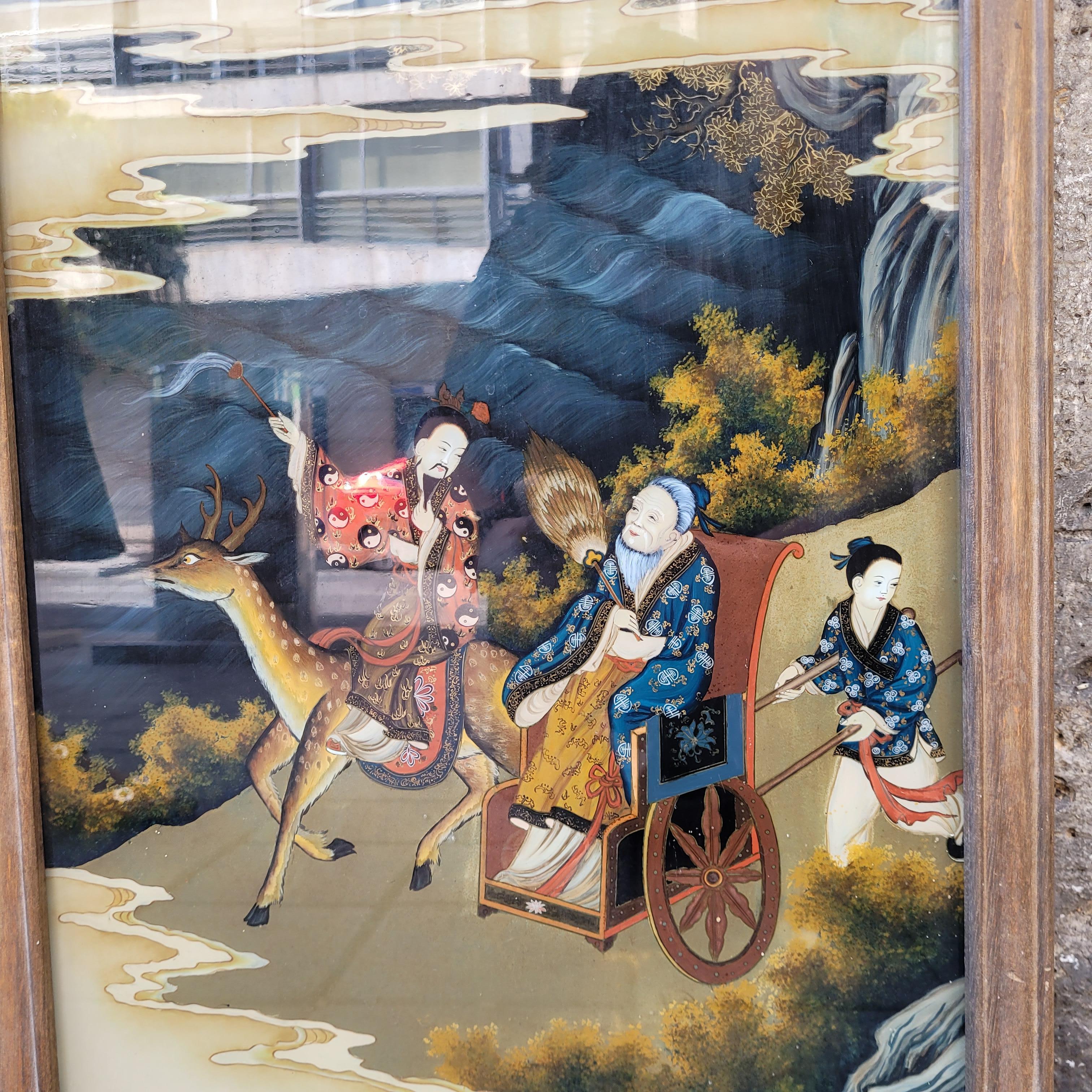 Chinese Qing Reverse-Painted Mirror from the Qing Dynasty For Sale 3