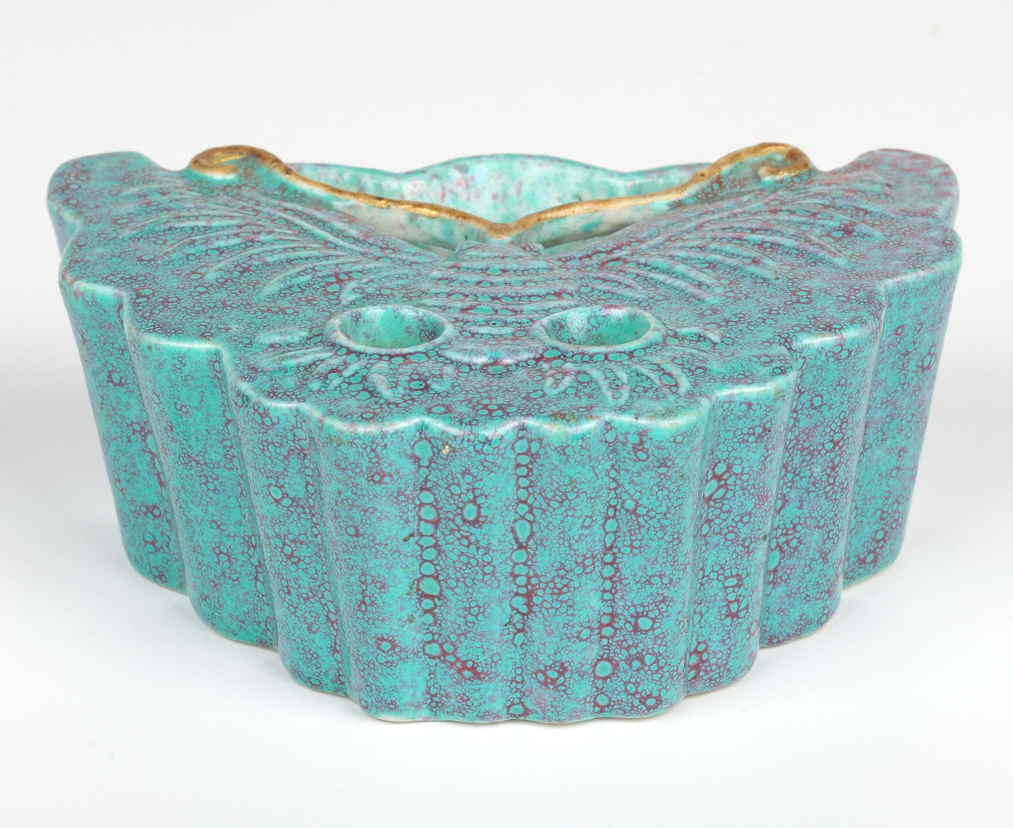Chinese Qing Robins Egg Glazed Porcelain Moth Formed Brush Washer For Sale 9