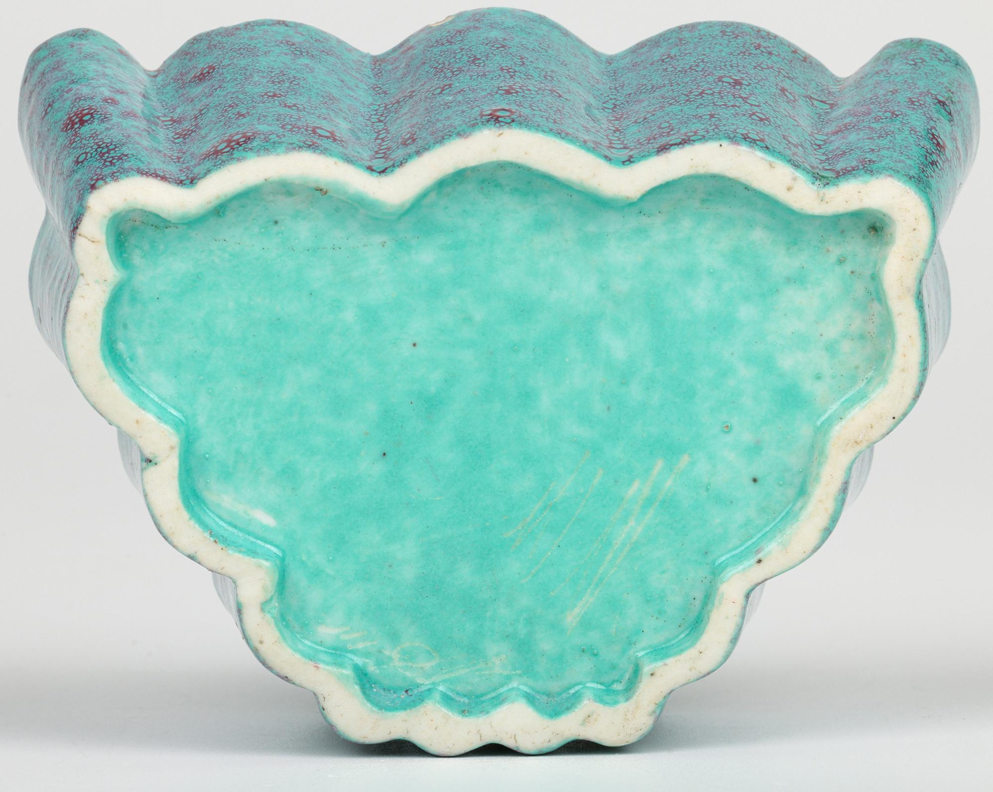 Chinese Qing Robins Egg Glazed Porcelain Moth Formed Brush Washer For Sale 10