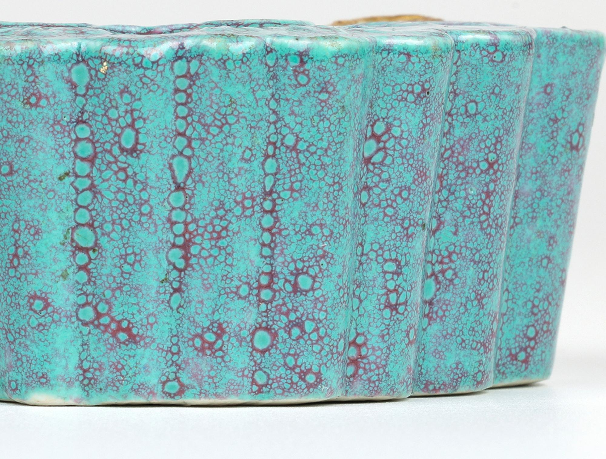 Chinese Qing Robins Egg Glazed Porcelain Moth Formed Brush Washer For Sale 11