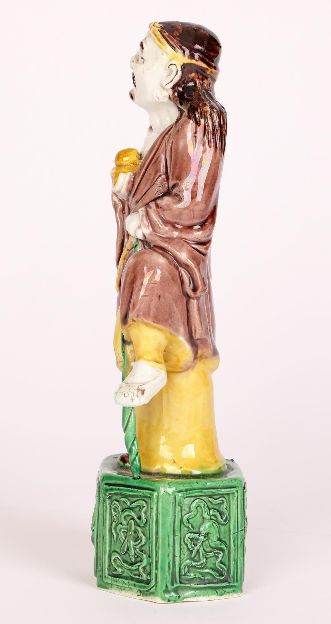 Chinese Qing Sancai Glazed Immortal Figure In Good Condition For Sale In Bishop's Stortford, Hertfordshire
