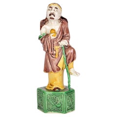 Antique Chinese Qing Sancai Glazed Immortal Figure