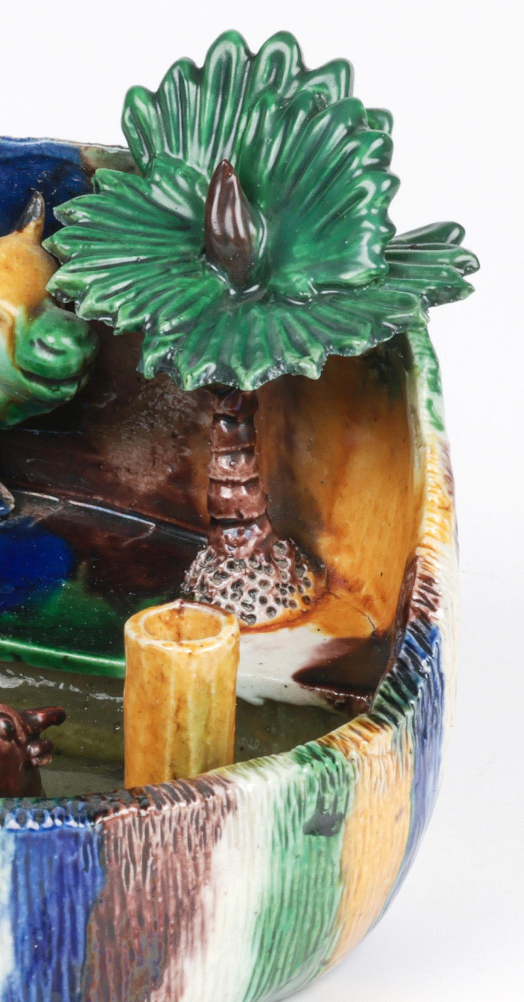 Chinese Qing Sancai Glazed Porcelain Cow Pen Joss Stick Holder For Sale 4