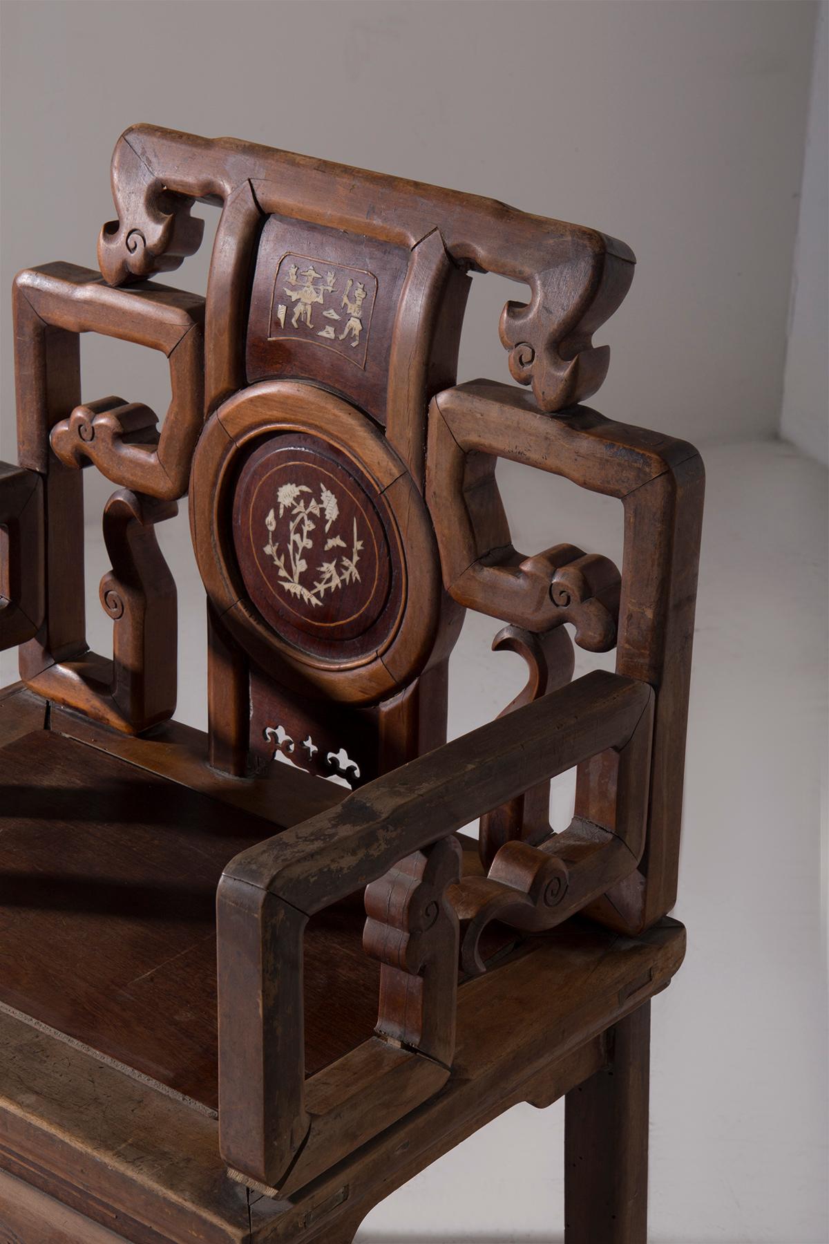 19th Century Chinese Qing style ceremonial chairs in vendita