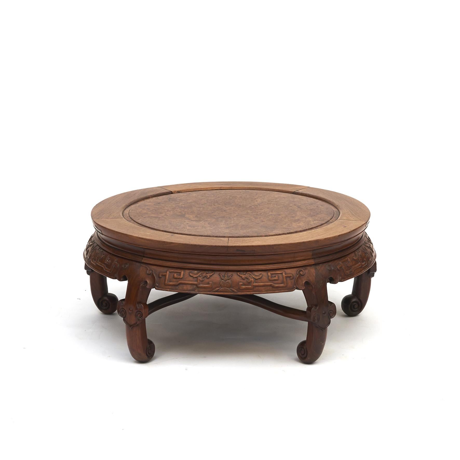 Chinese Qing Style Coffee Table in Blackwood and Root Wood For Sale 8