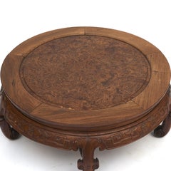 Chinese Qing Style Round Coffee Table in Blackwood and Root Wood