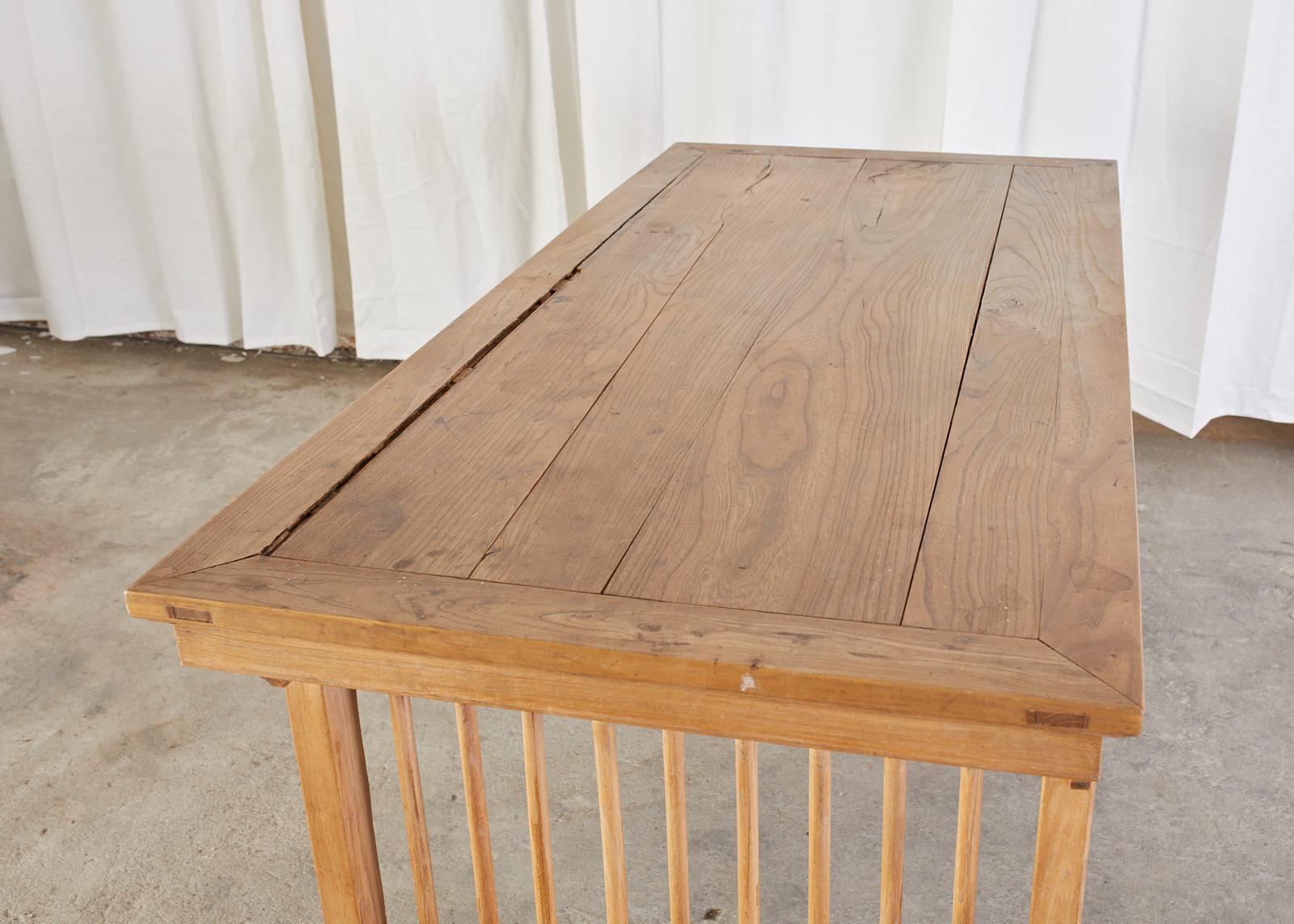 Chinese Qing Style Elm Writing Table Desk For Sale 7