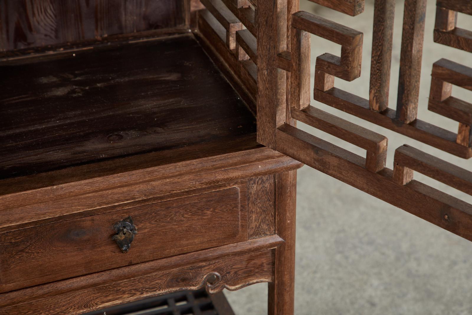 Chinese Qing Style Open Fretwork Kitchen Cabinet For Sale 7