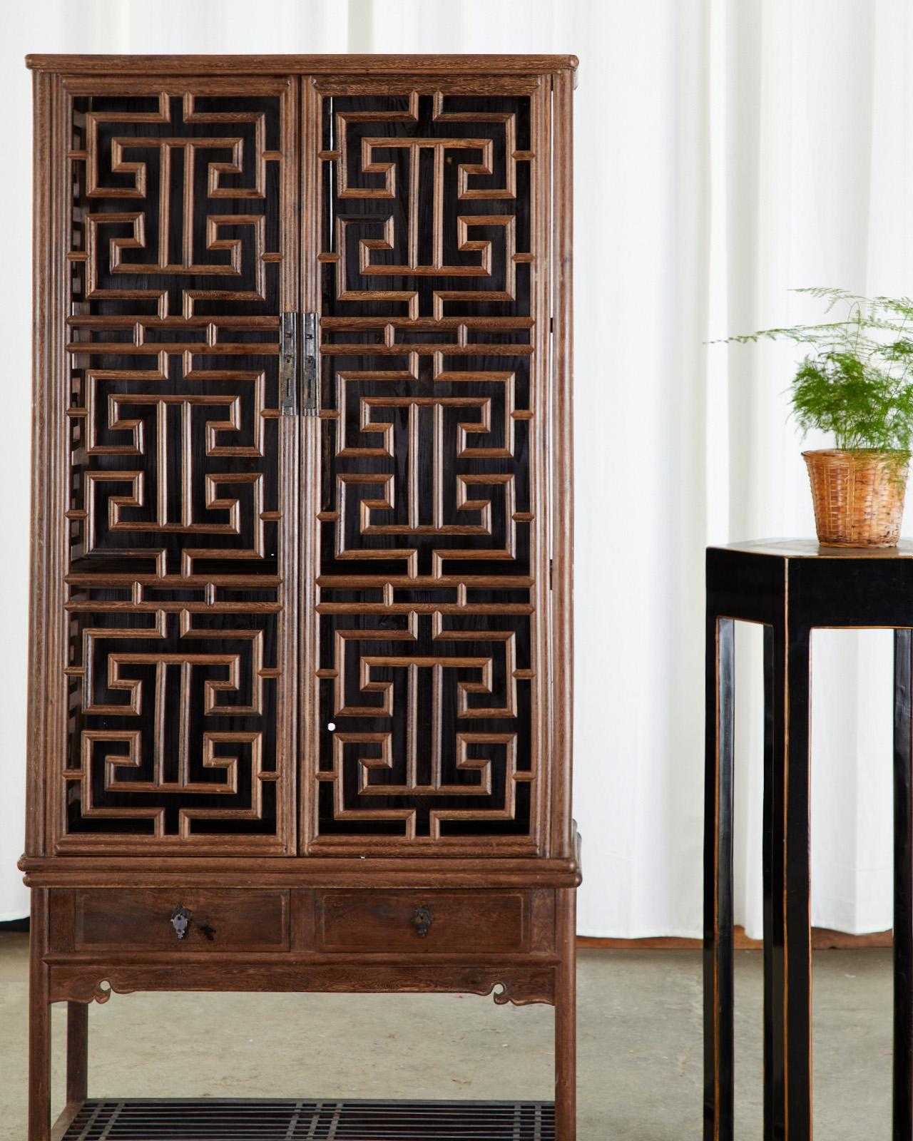 Chinese Qing Style Open Fretwork Kitchen Cabinet For Sale 8