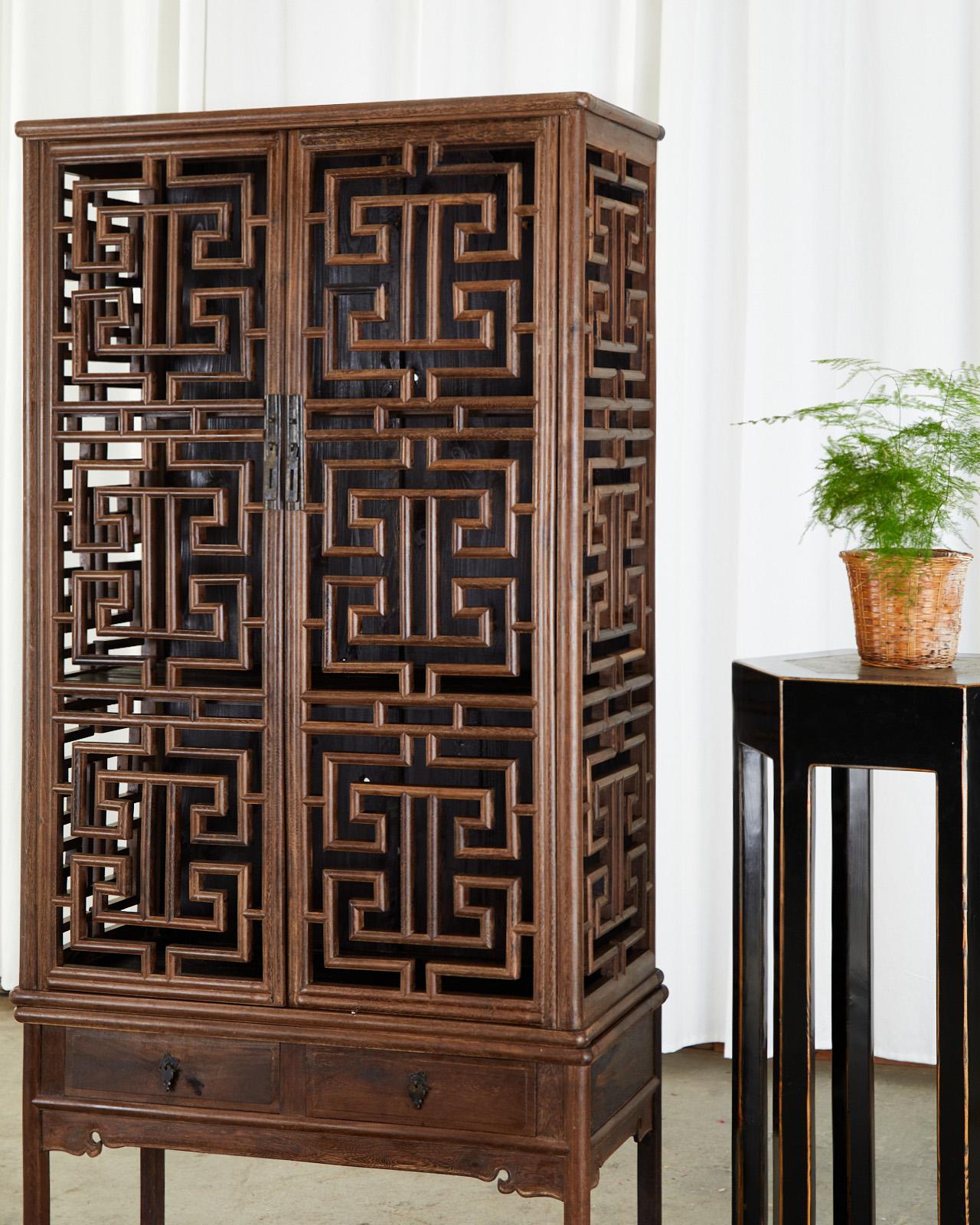Chinese Qing Style Open Fretwork Kitchen Cabinet For Sale 2