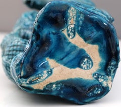 Chinese Qing Turquoise Blue Glazed Tree Trunk Vase with Courting Birds