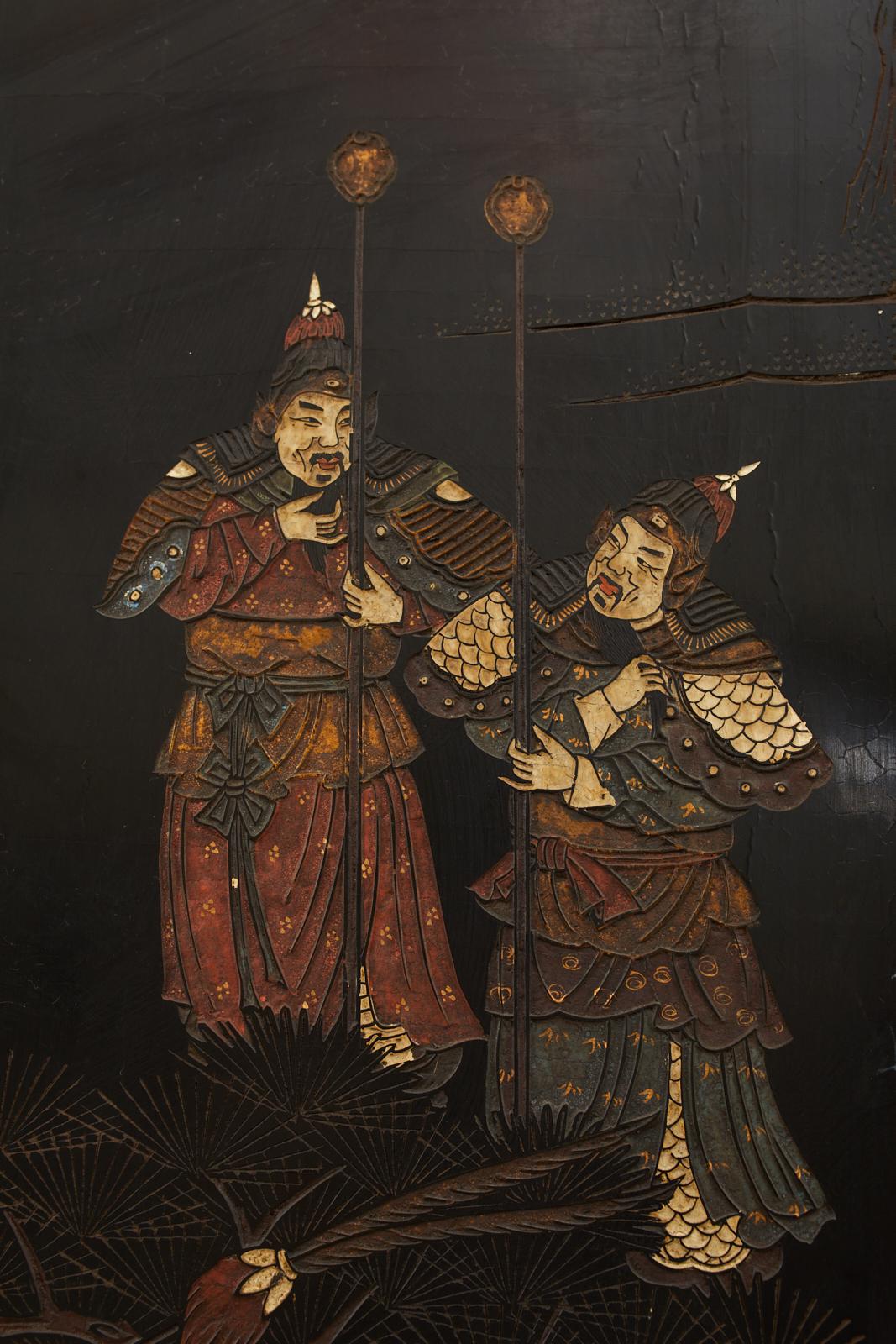 Chinesischer, zwölfteiliger, lackierter Coromandel-Raumteiler, Qing-Dynastie im Angebot 8