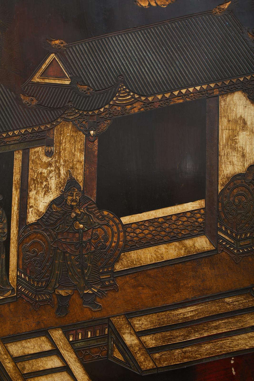 Chinesischer, zwölfteiliger, lackierter Coromandel-Raumteiler, Qing-Dynastie im Angebot 9