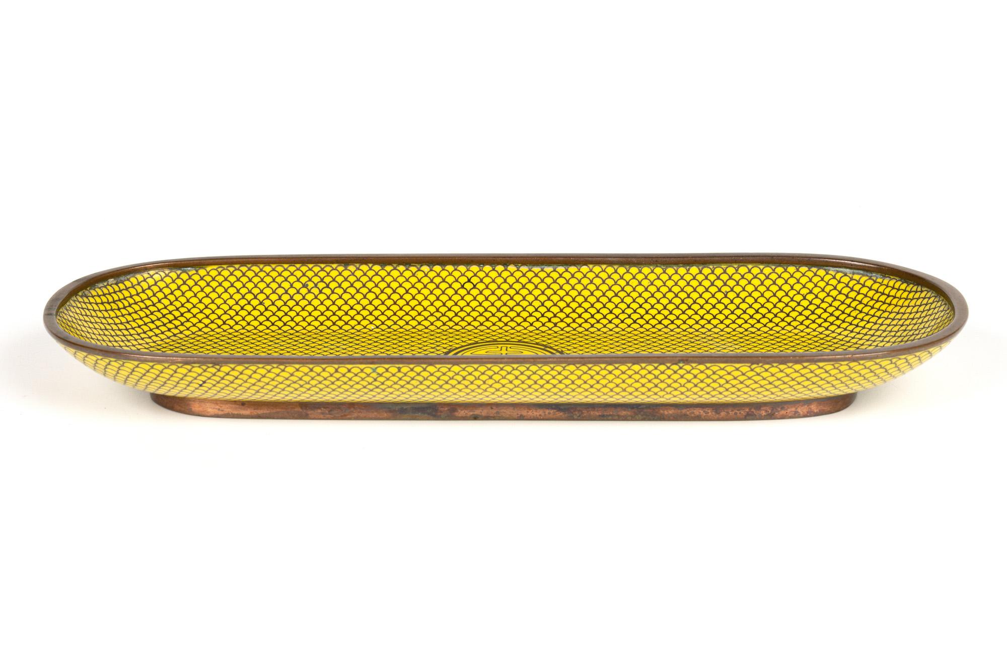 Hand-Crafted Chinese Qing Yellow Cloisonne Writing Set For Sale