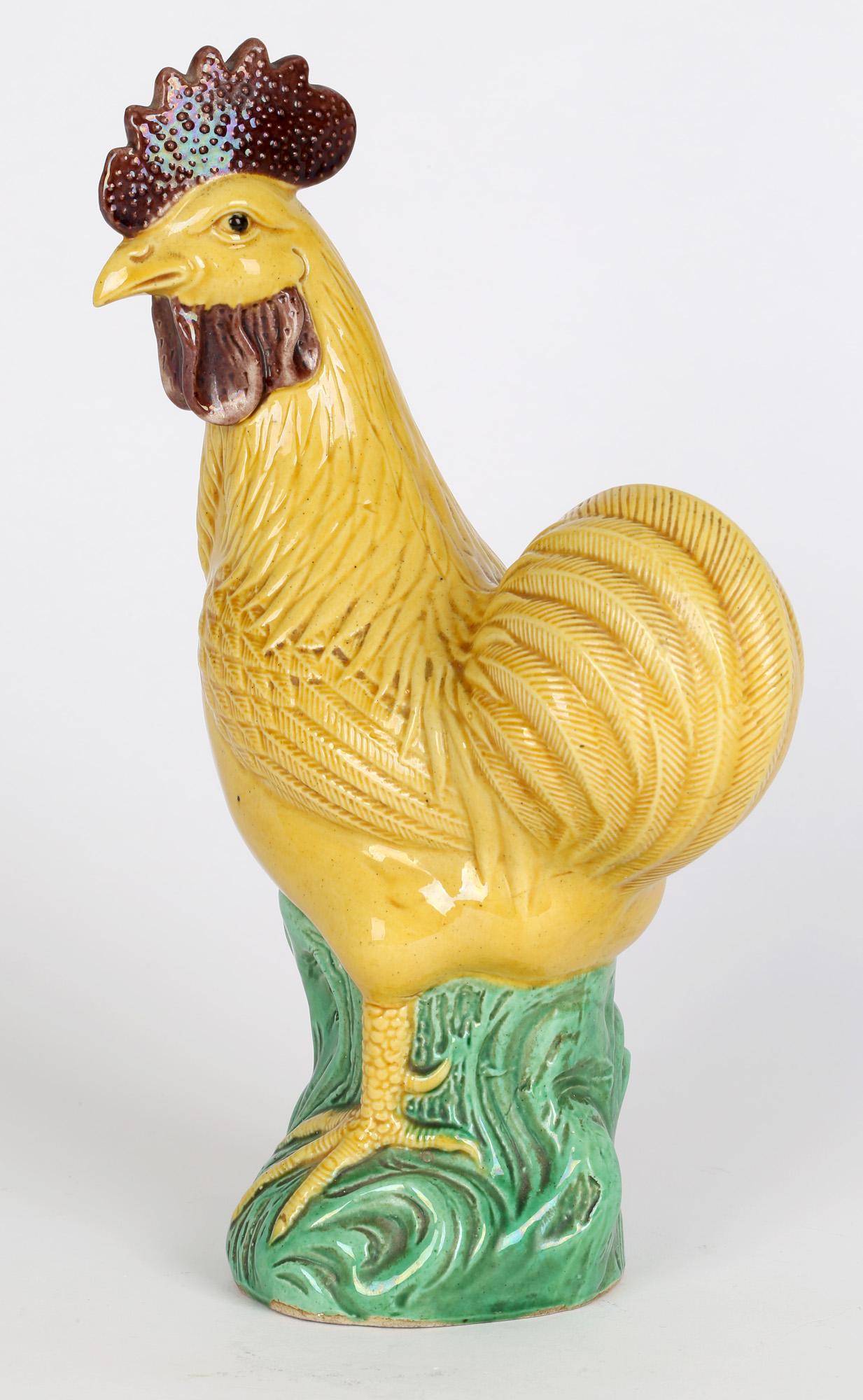 Chinese Qing Yellow Glazed Pottery Cockerel Figure For Sale 2