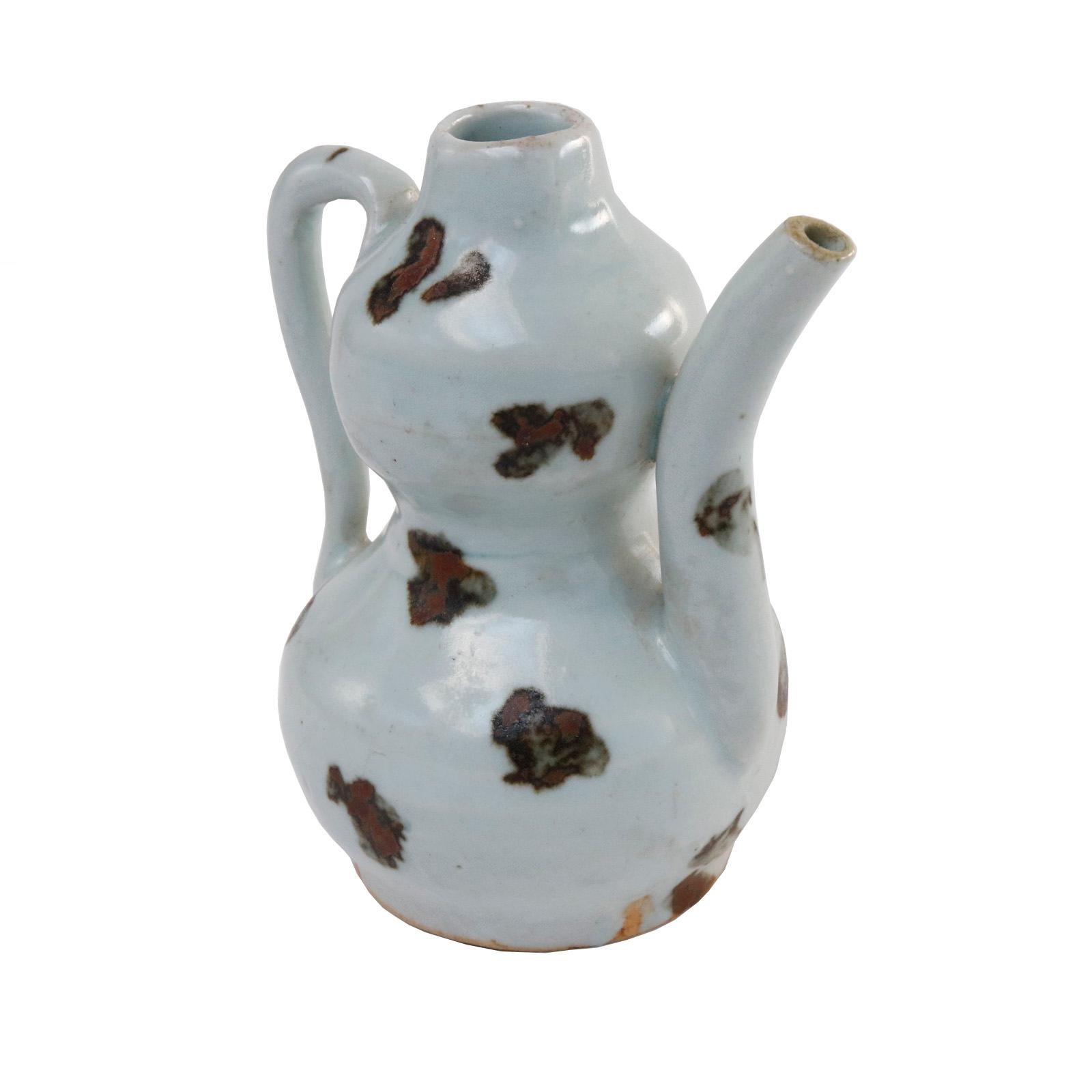 Chinese Export Chinese Qingbai Gourd-Shaped Spotted Ewer, Yuan Dynasty For Sale