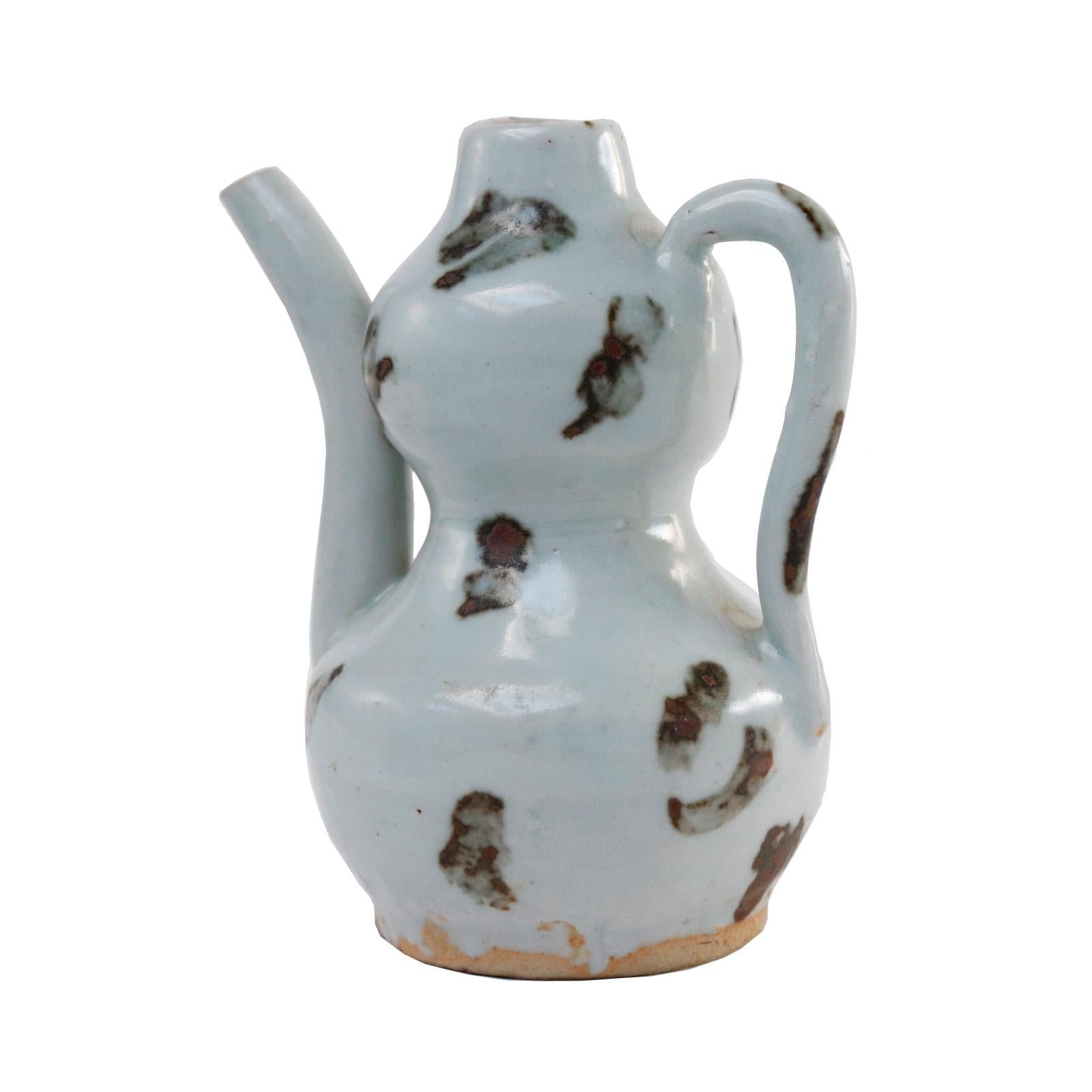 18th Century and Earlier Chinese Qingbai Gourd-Shaped Spotted Ewer, Yuan Dynasty For Sale