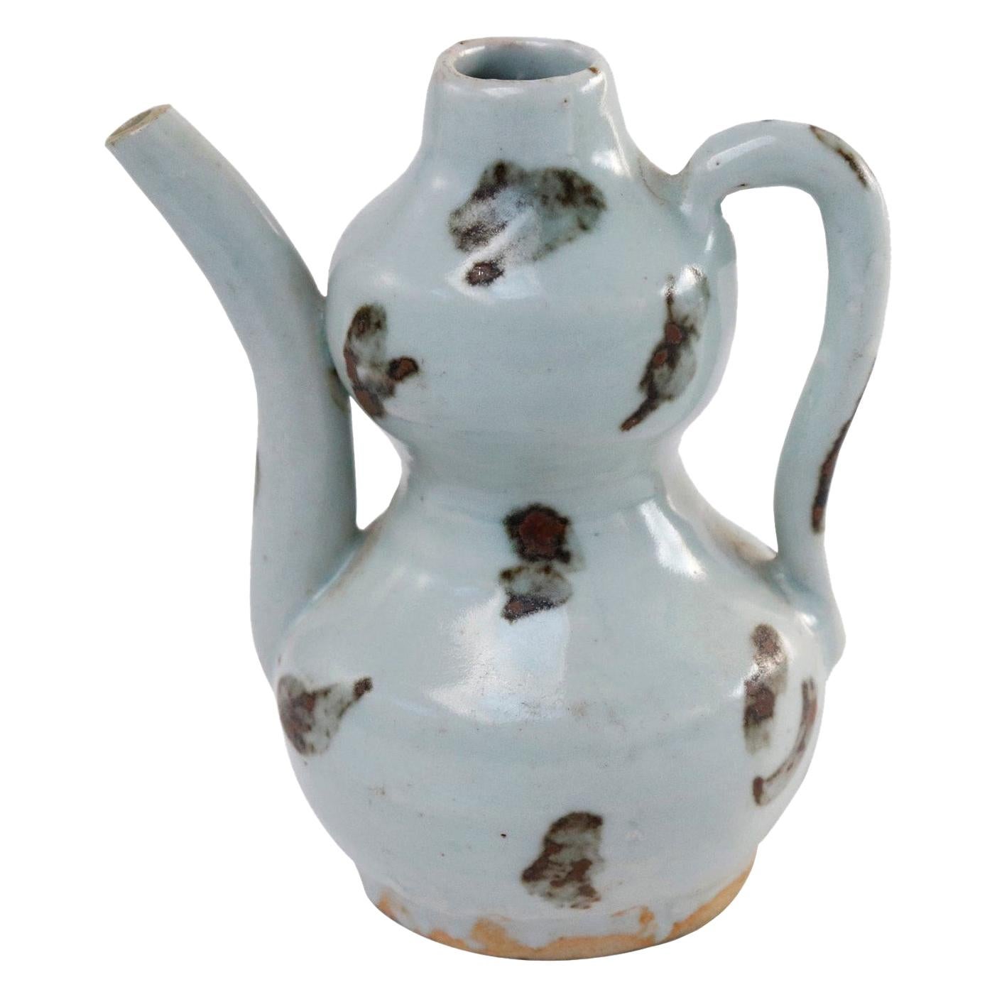 Chinese Qingbai Gourd-Shaped Spotted Ewer, Yuan Dynasty For Sale