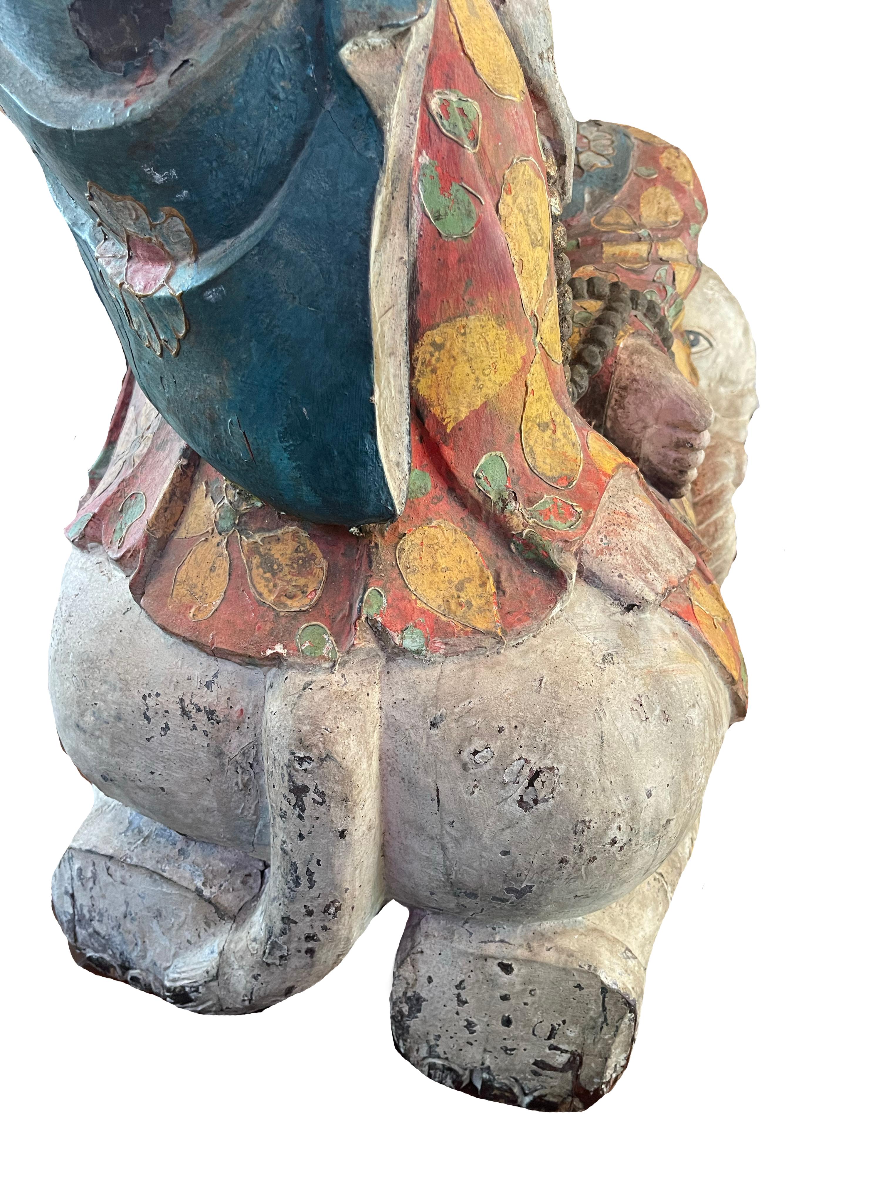 Polychromed Chinese Quan Yin Temple Sculpture For Sale