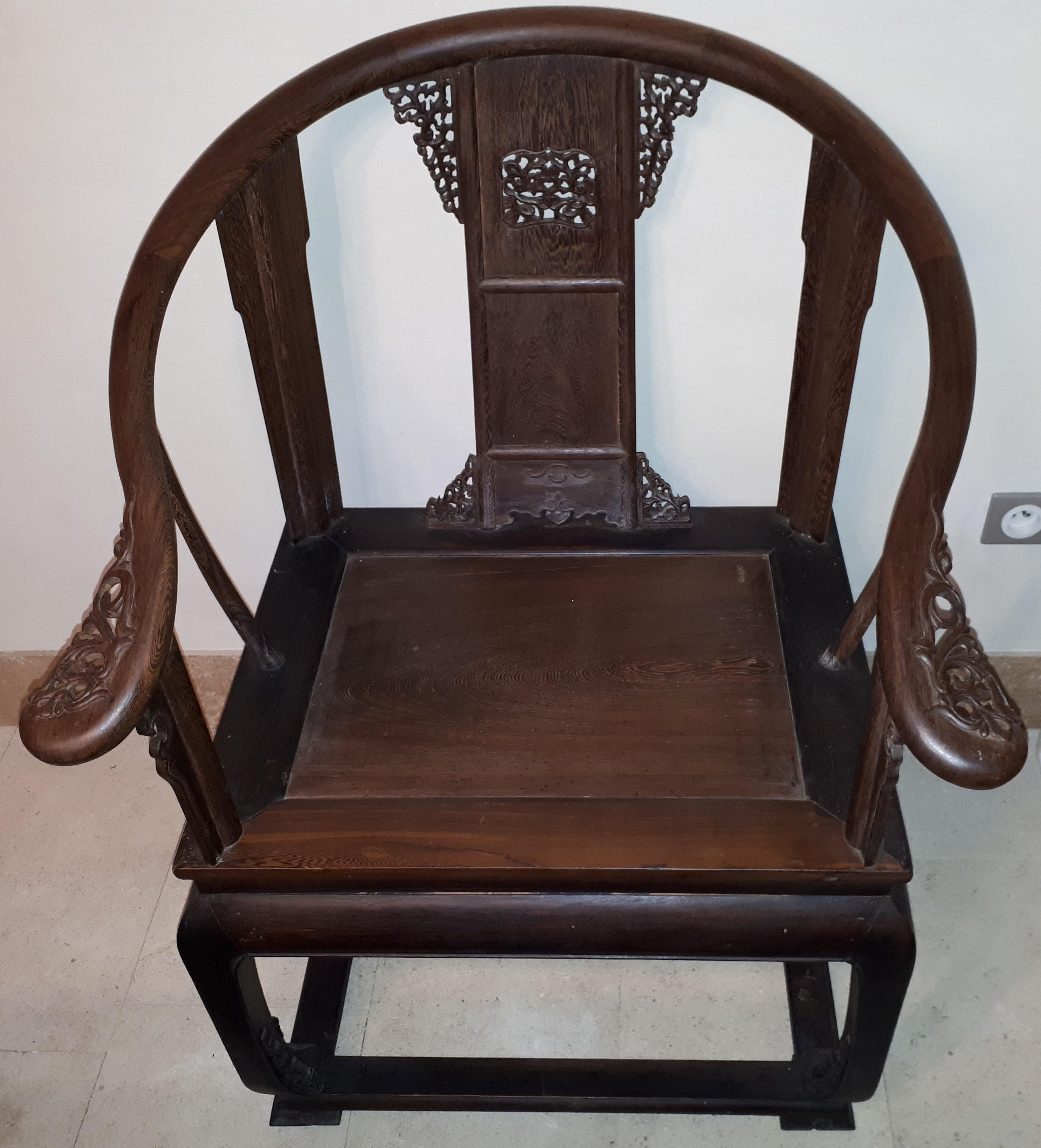 Hardwood Chinese Quanyi Armchair In Jichimu, China Qing Dynasty For Sale