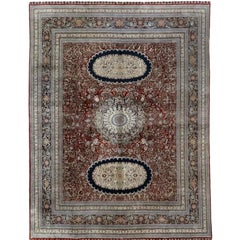 Chinese Qum Classic Hand-Knotted Silk Rug, 8' x 10'6"