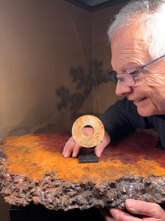 Chinese Rare Large Yellow Jade Bi Disc with Vibrant Colors