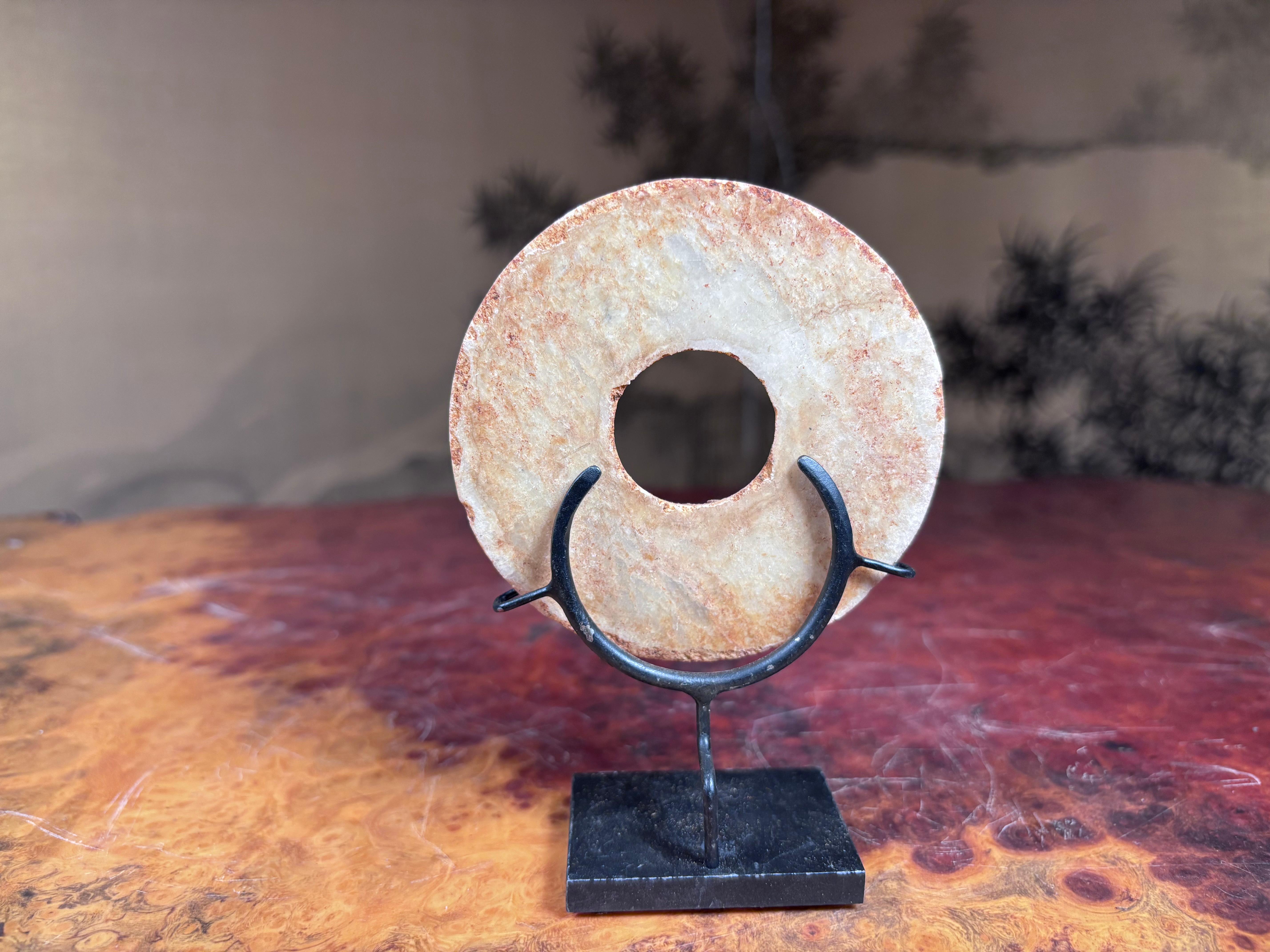 Chinese Rare Large Yellow Jade Bi Disc with Vibrant Colors For Sale 1