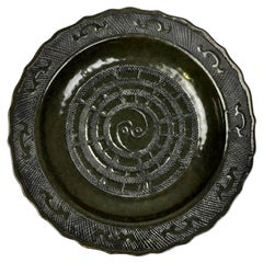 Chinese Rare Tea Dust Glazed Large Porcelain Ceramic Charger Platter Plate