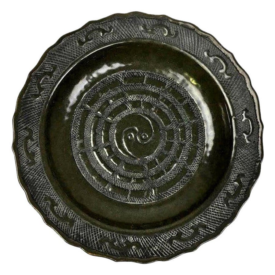 Chinese Rare Tea Dust Glazed Large Porcelain Ceramic Charger Platter Plate For Sale