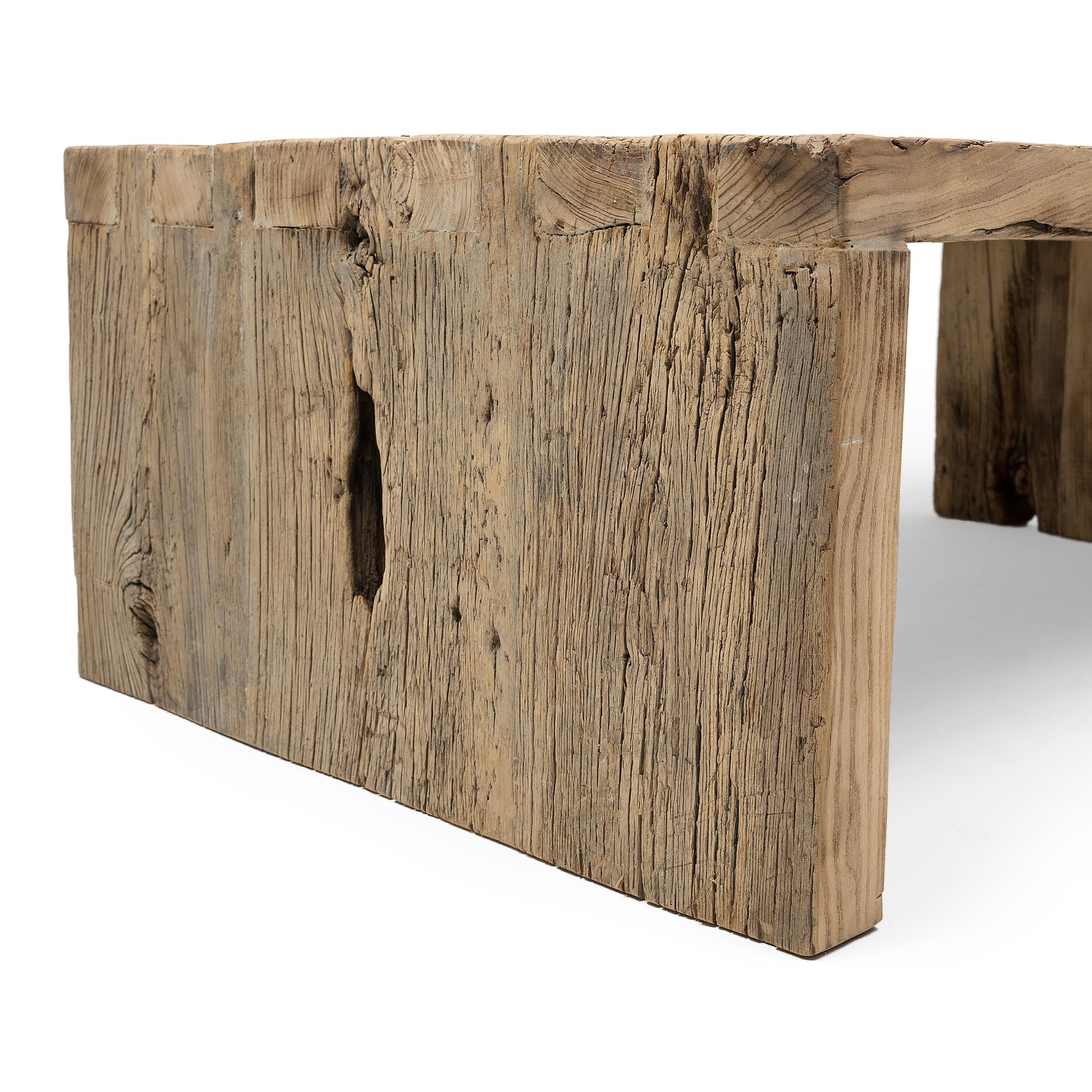Chinese Reclaimed Elm Waterfall Coffee Table 3