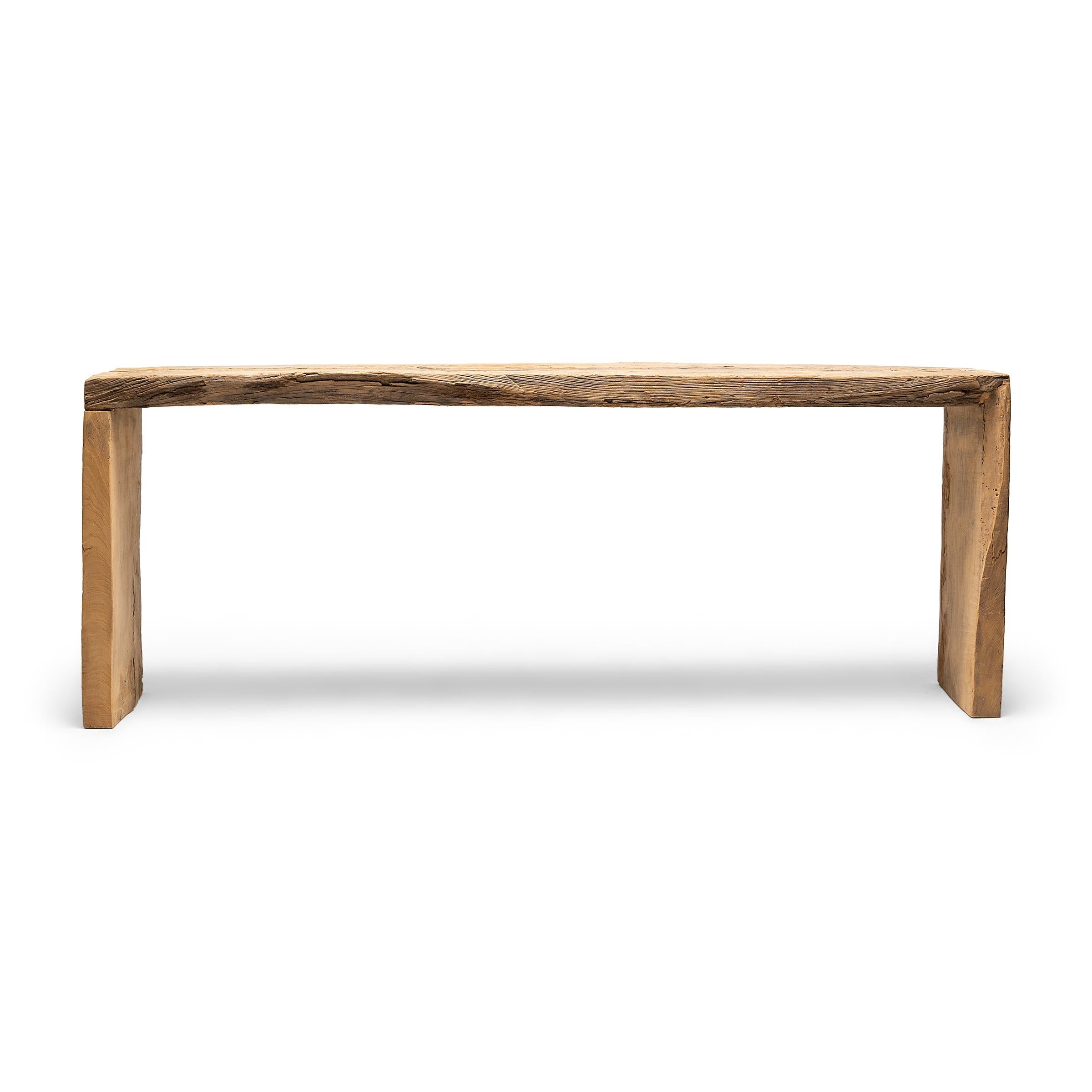 Contemporary Chinese Reclaimed Elm Waterfall Table