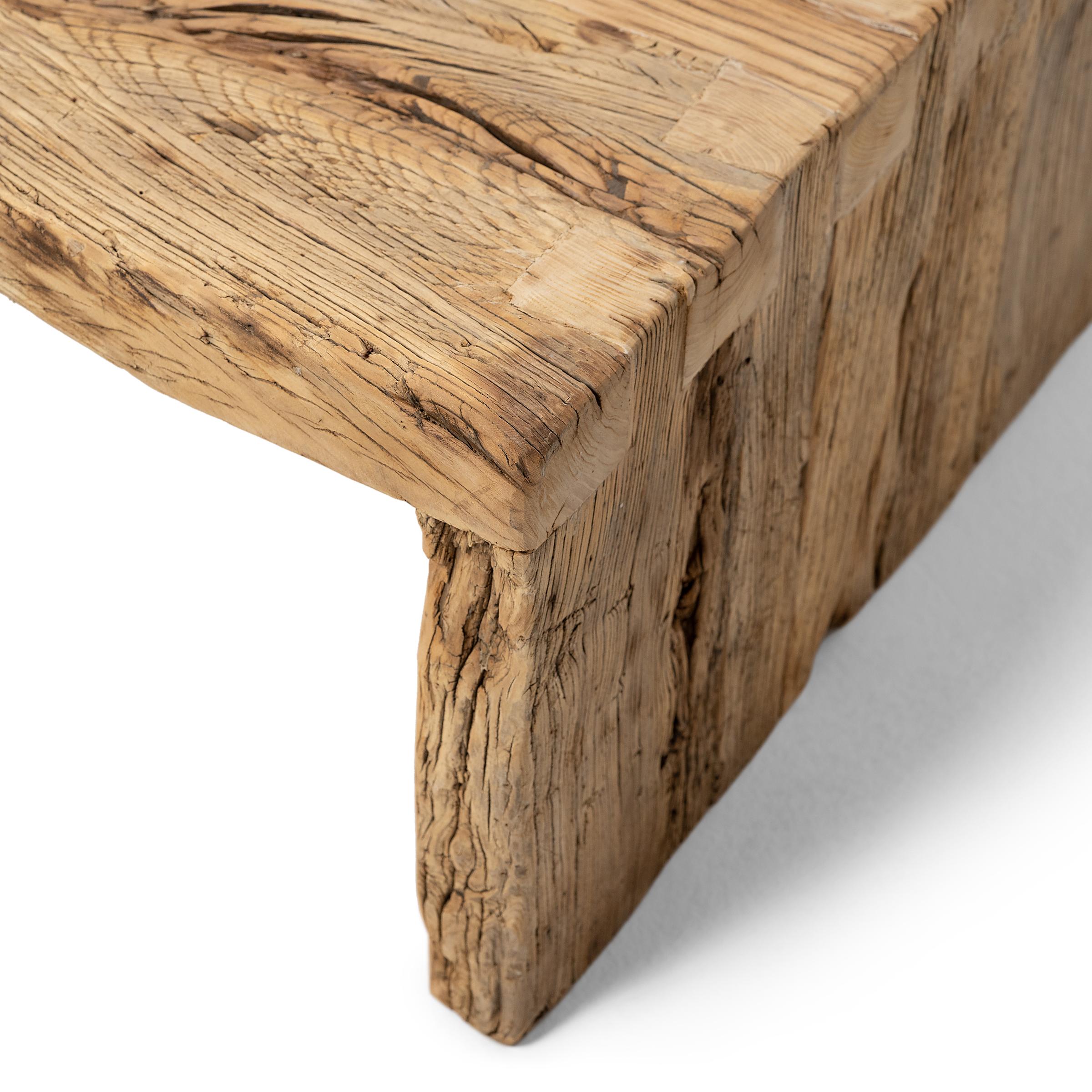 Contemporary Chinese Reclaimed Elm Waterfall Table For Sale