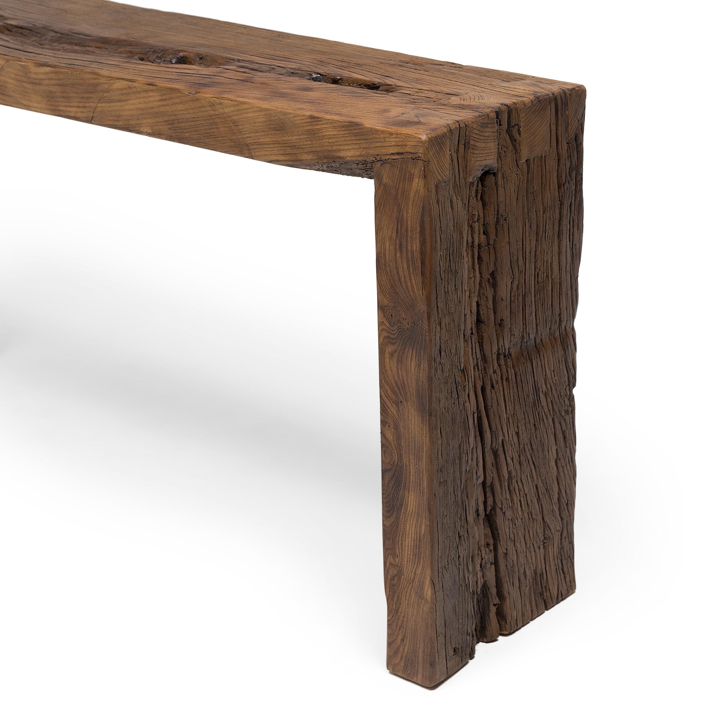 Chinese Reclaimed Elm Waterfall Table For Sale 1