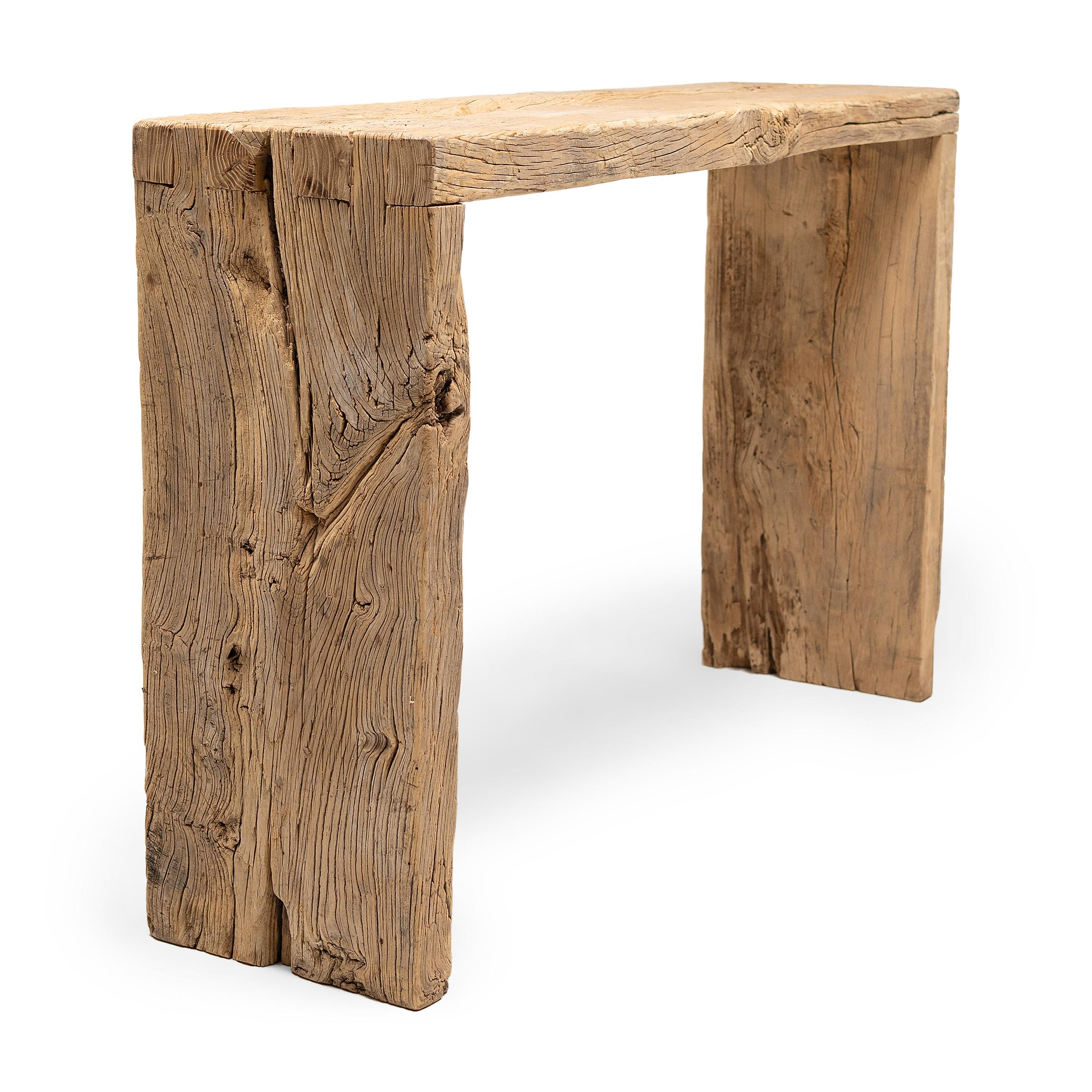 Chinese Reclaimed Elm Waterfall Table For Sale 2