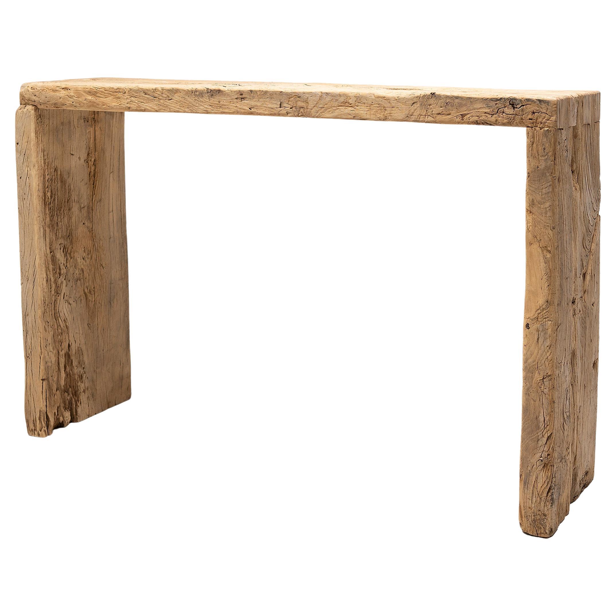 Chinese Reclaimed Elm Waterfall Table For Sale