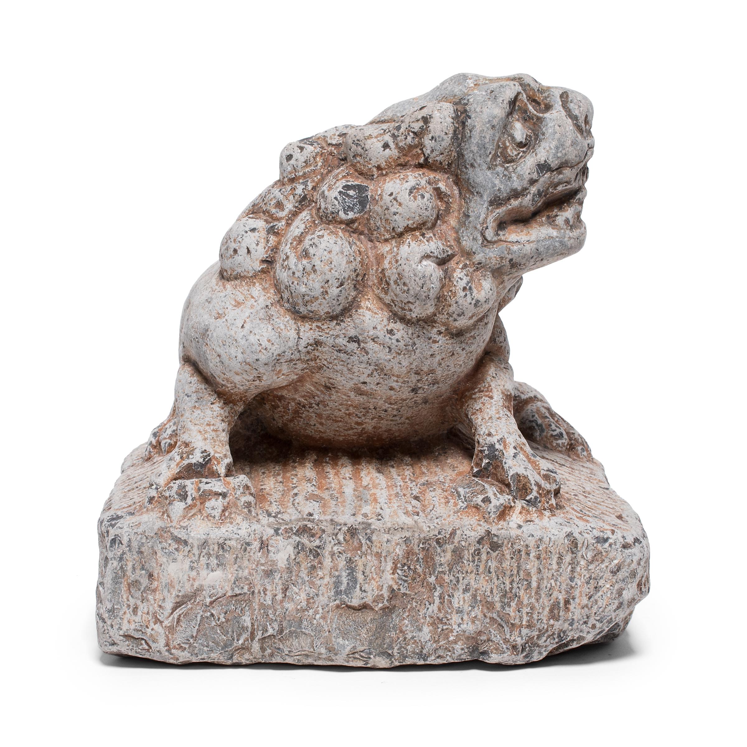 Contemporary Chinese Reclining Fu Dog Guardian Sculpture For Sale
