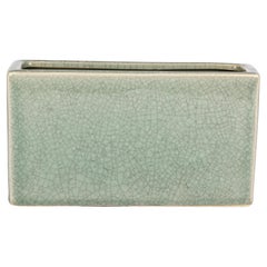 Chinese Rectangular Celadon Glazed Porcelain Vase
