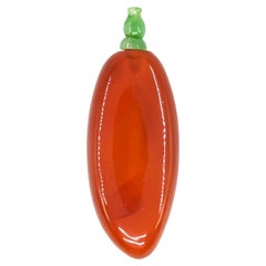 Antike chinesische Rot-Achat-Pfefferstreuer-Schnupftabakflasche mit grünem Jadeit- Stopper 19c