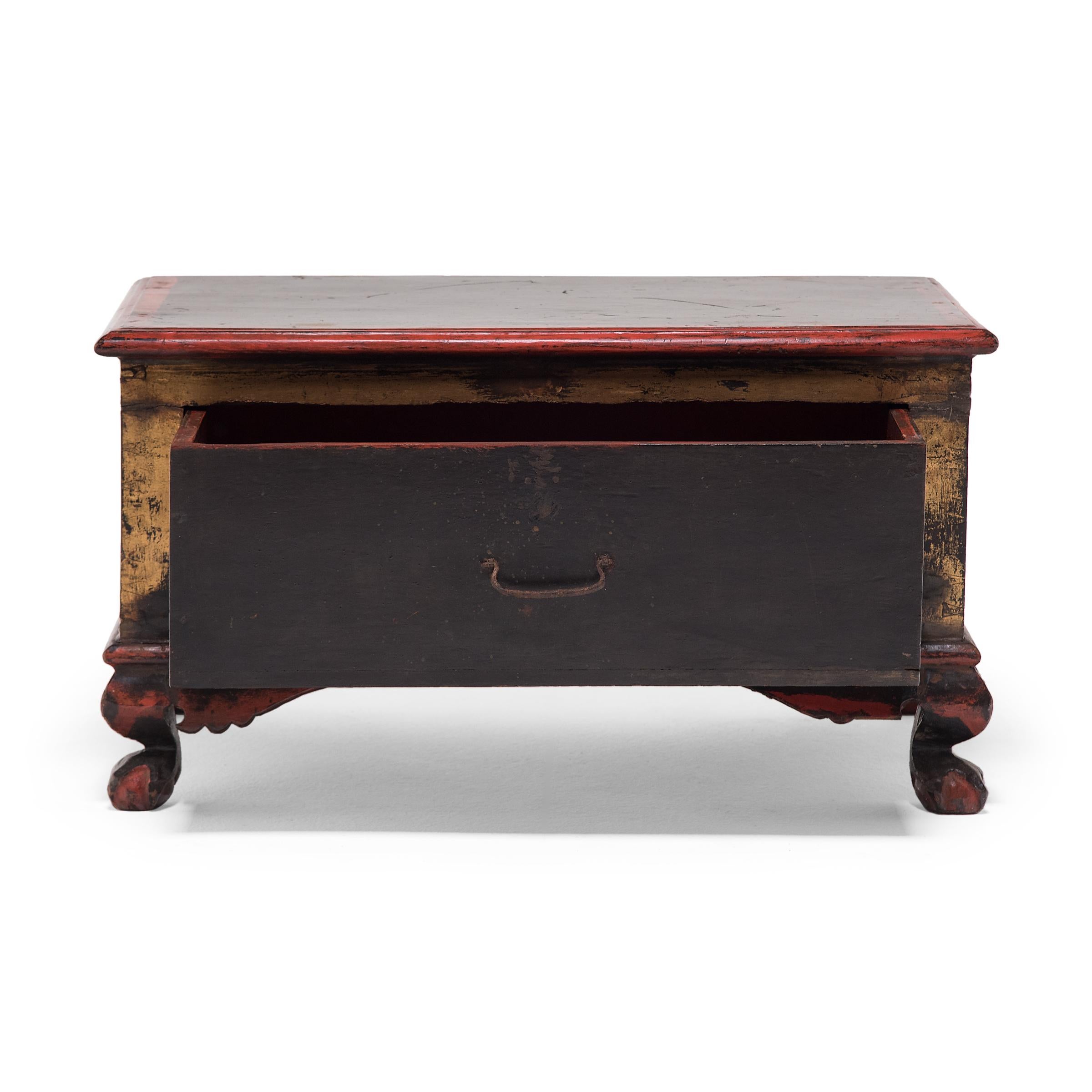 Lacquer Chinese Red and Gold Shrine Chest, c. 1850 For Sale