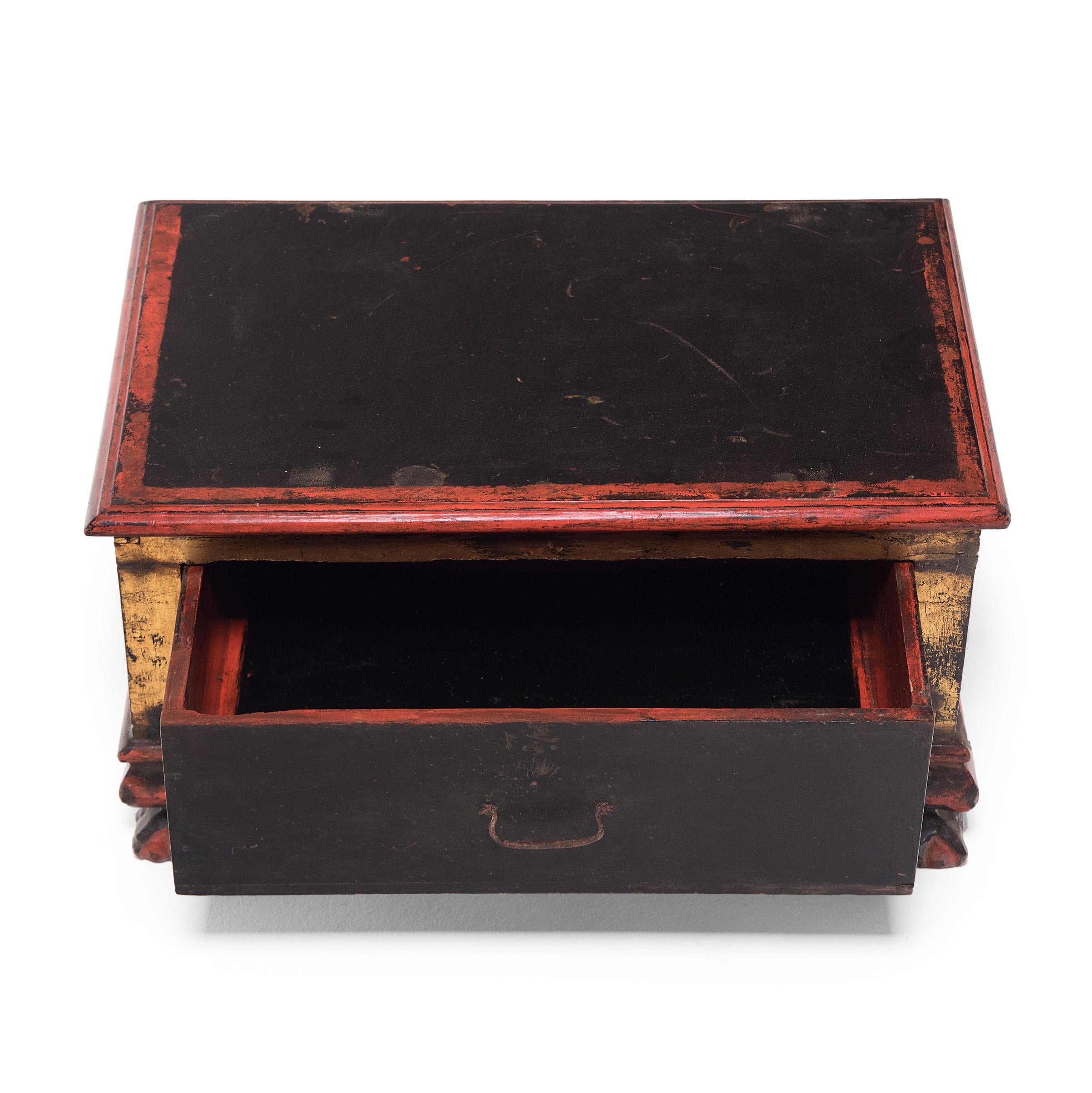 Chinese Red and Gold Shrine Chest, c. 1850 For Sale 1