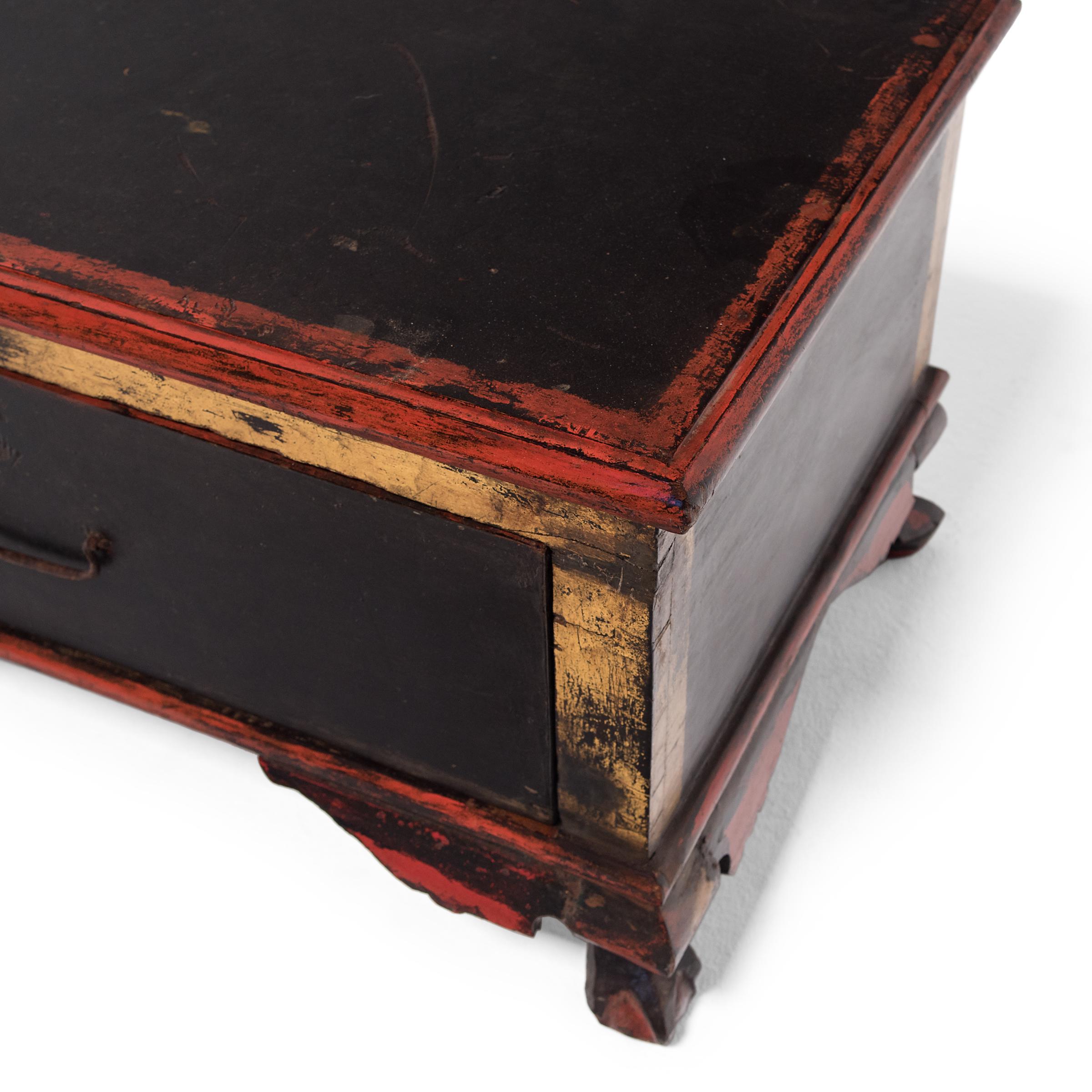 Chinese Red and Gold Shrine Chest, c. 1850 For Sale 2