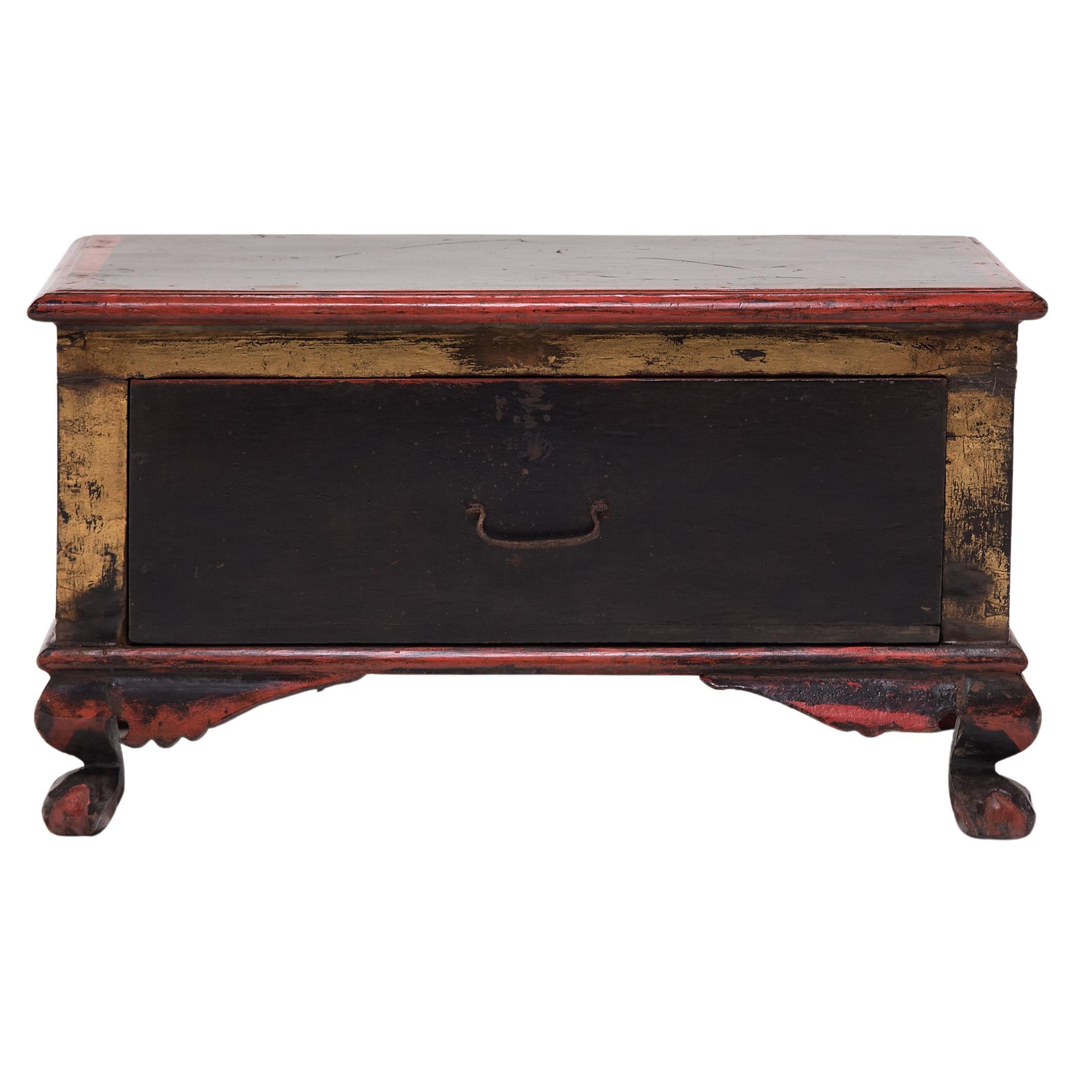 Chinese Red and Gold Shrine Chest, c. 1850 For Sale