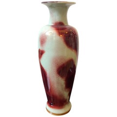 Chinese Red and Grey Ceramic Vase, circa 1950