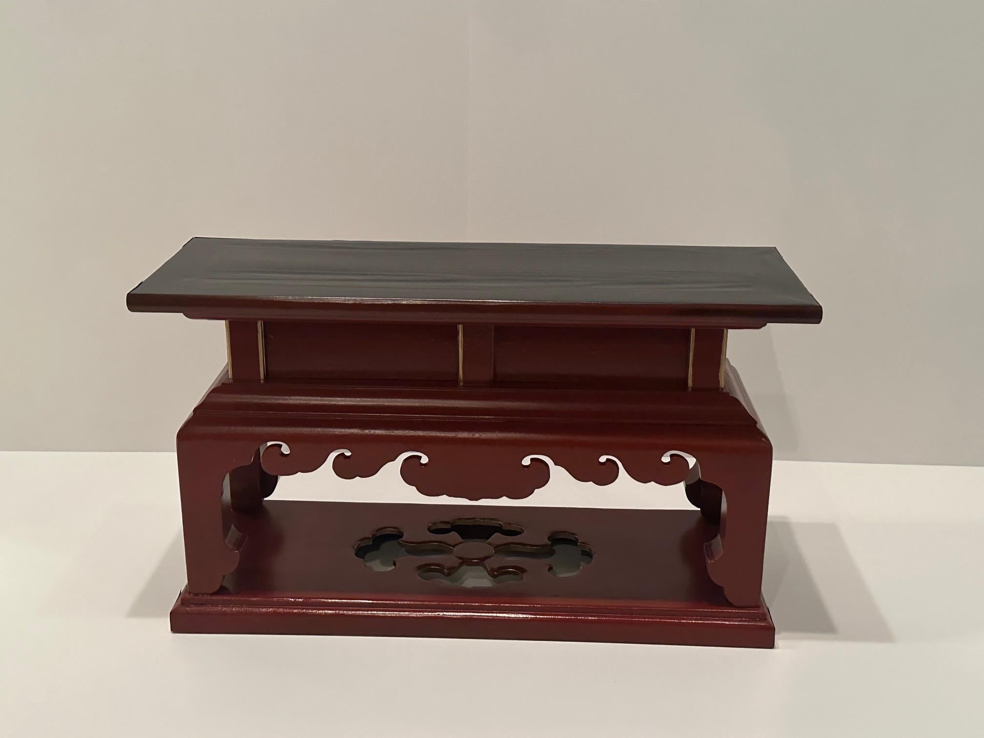 Wood Chinese Red & Black Lacquer Altar Table For Sale