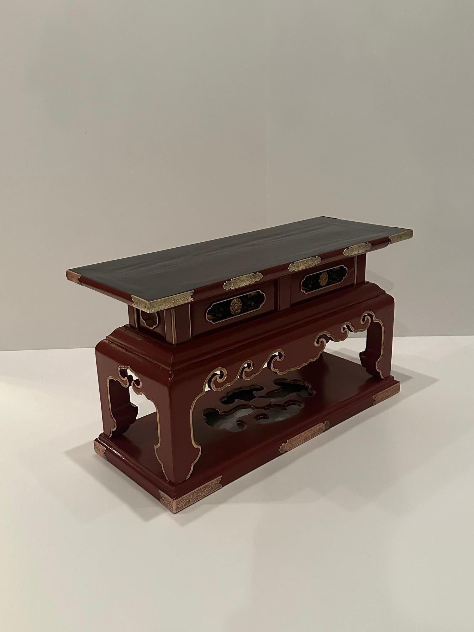 Chinese Red & Black Lacquer Altar Table For Sale 1